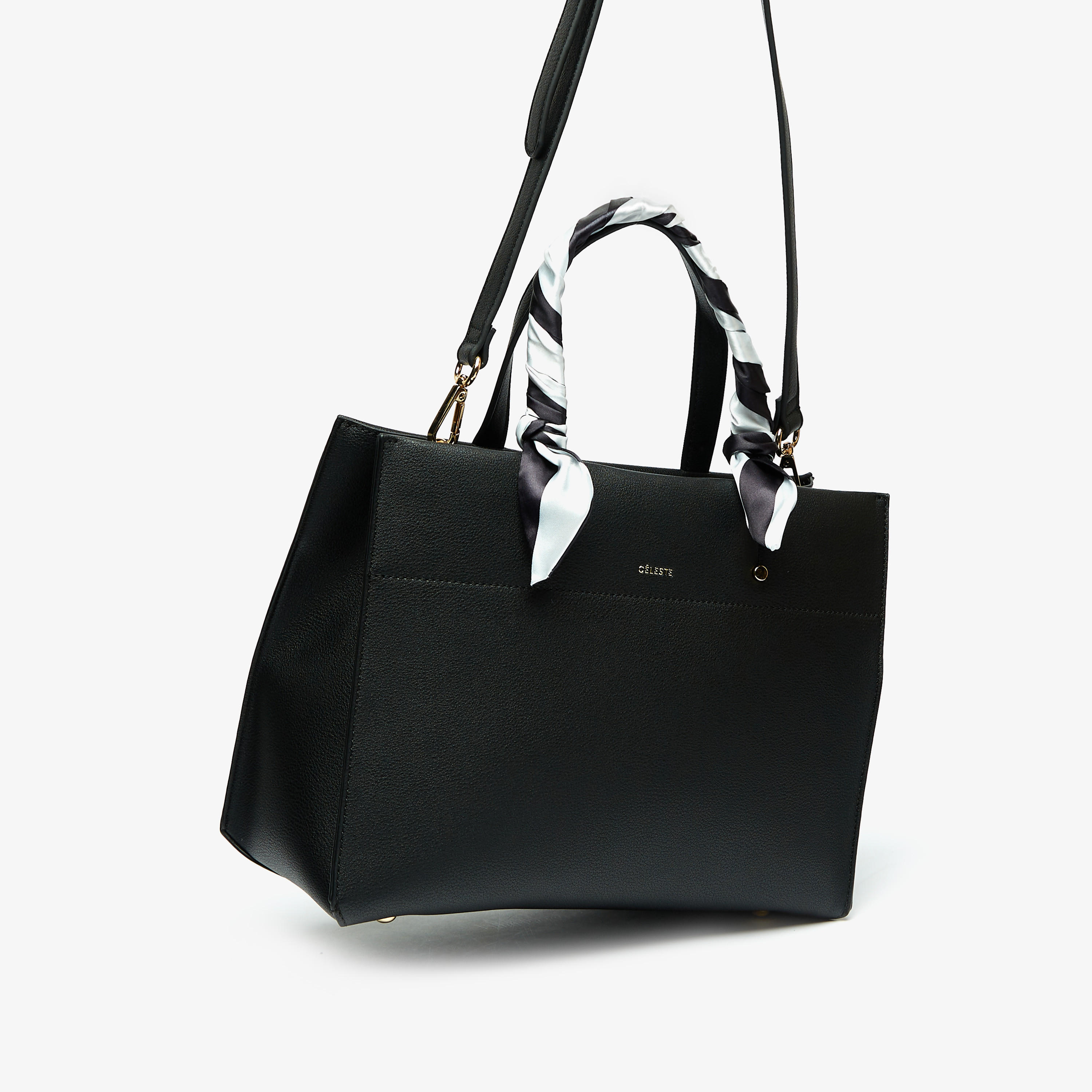 شنطة توتي سادة بمقبض مزدوج ووشاح من سيليست-women-bagsandwallets-handbags-image-3
