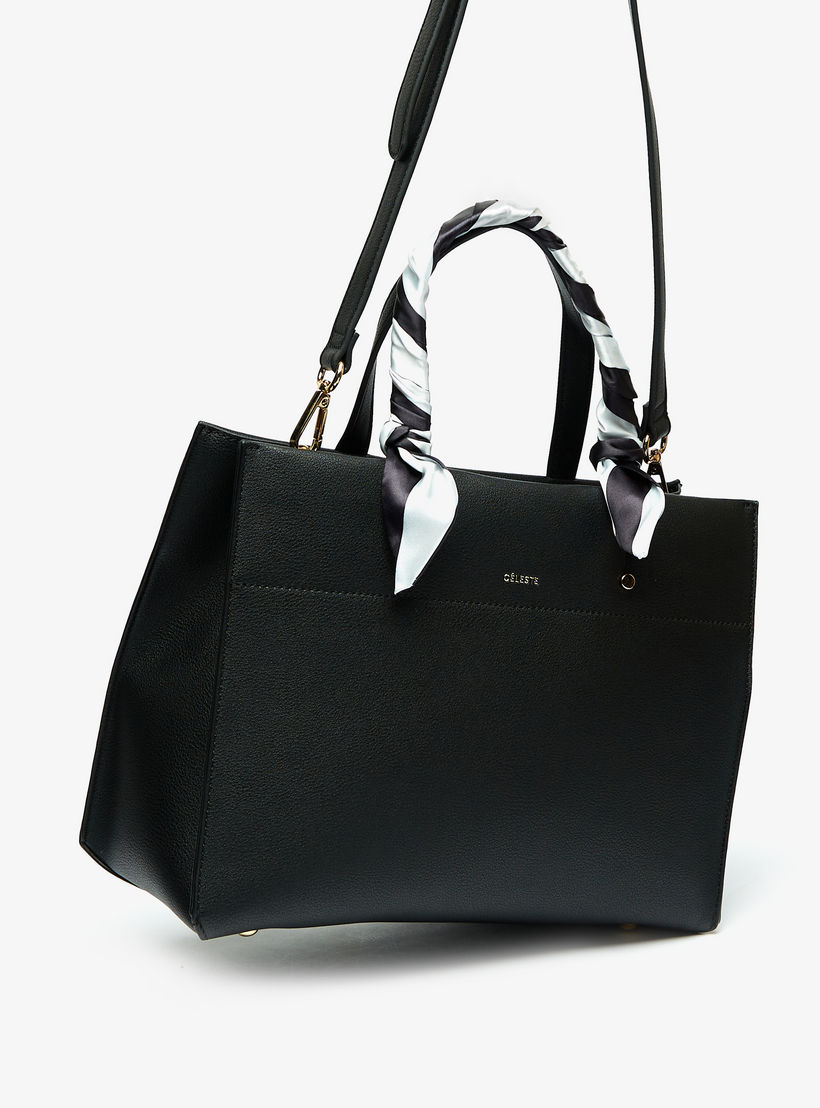 شنطة توتي سادة بمقبض مزدوج ووشاح من سيليست-women-bagsandwallets-handbags-image-3