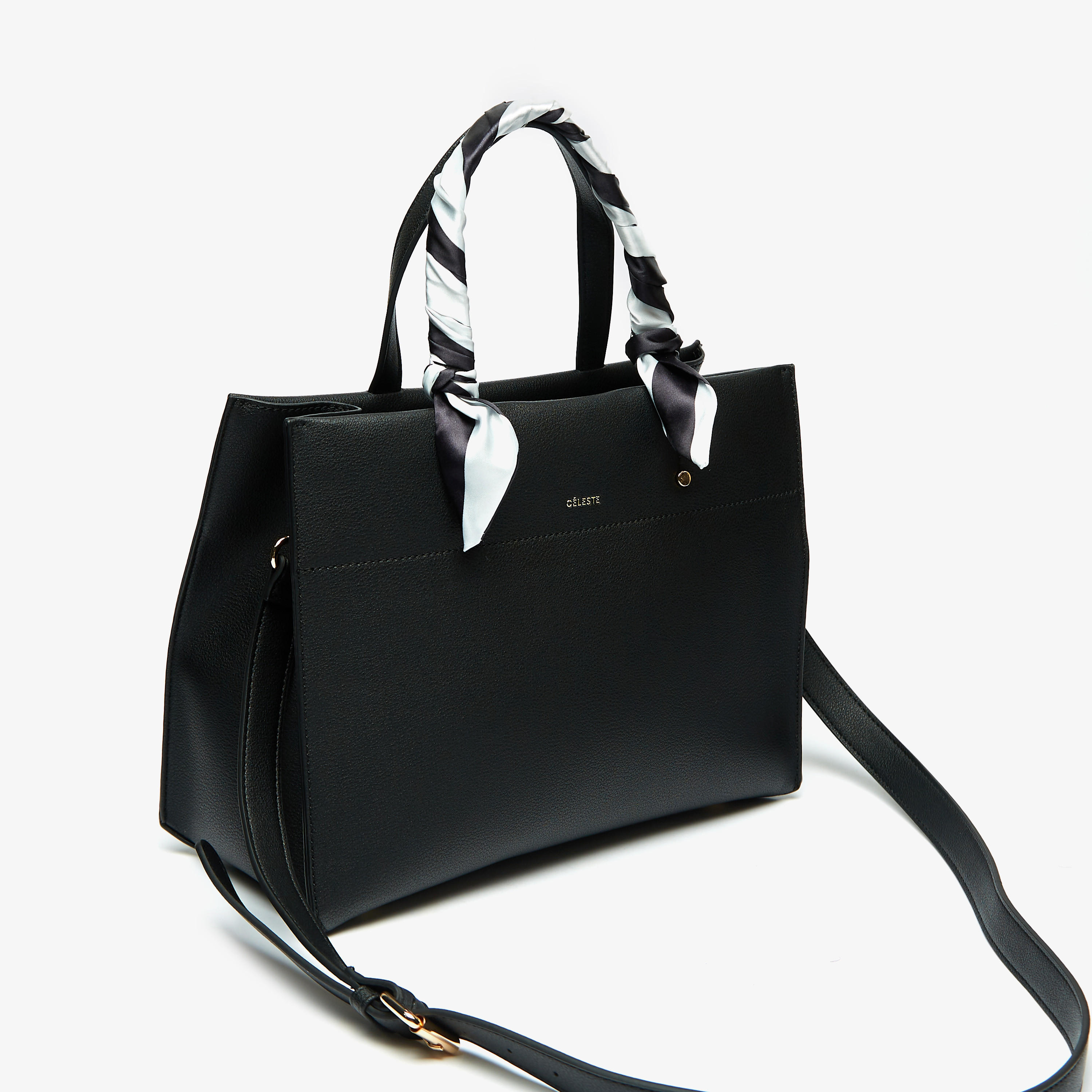شنطة توتي سادة بمقبض مزدوج ووشاح من سيليست-women-bagsandwallets-handbags-image-4
