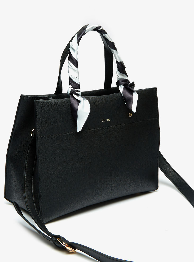 شنطة توتي سادة بمقبض مزدوج ووشاح من سيليست-women-bagsandwallets-handbags-image-4