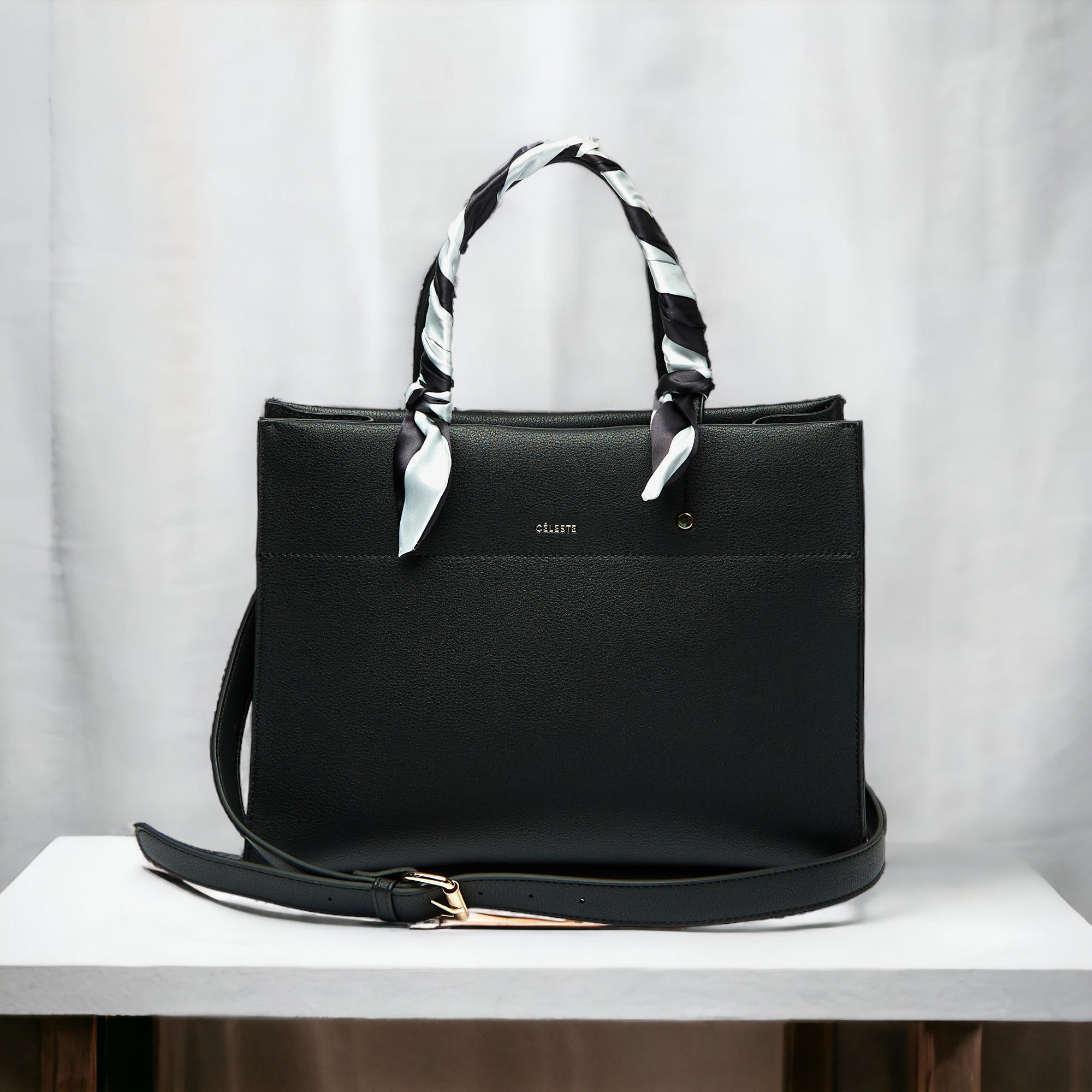 شنطة توتي سادة بمقبض مزدوج ووشاح من سيليست-women-bagsandwallets-handbags-image-1