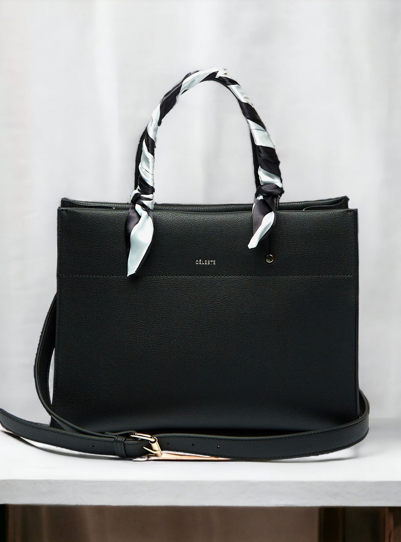 شنطة توتي سادة بمقبض مزدوج ووشاح من سيليست-women-bagsandwallets-handbags-image-1