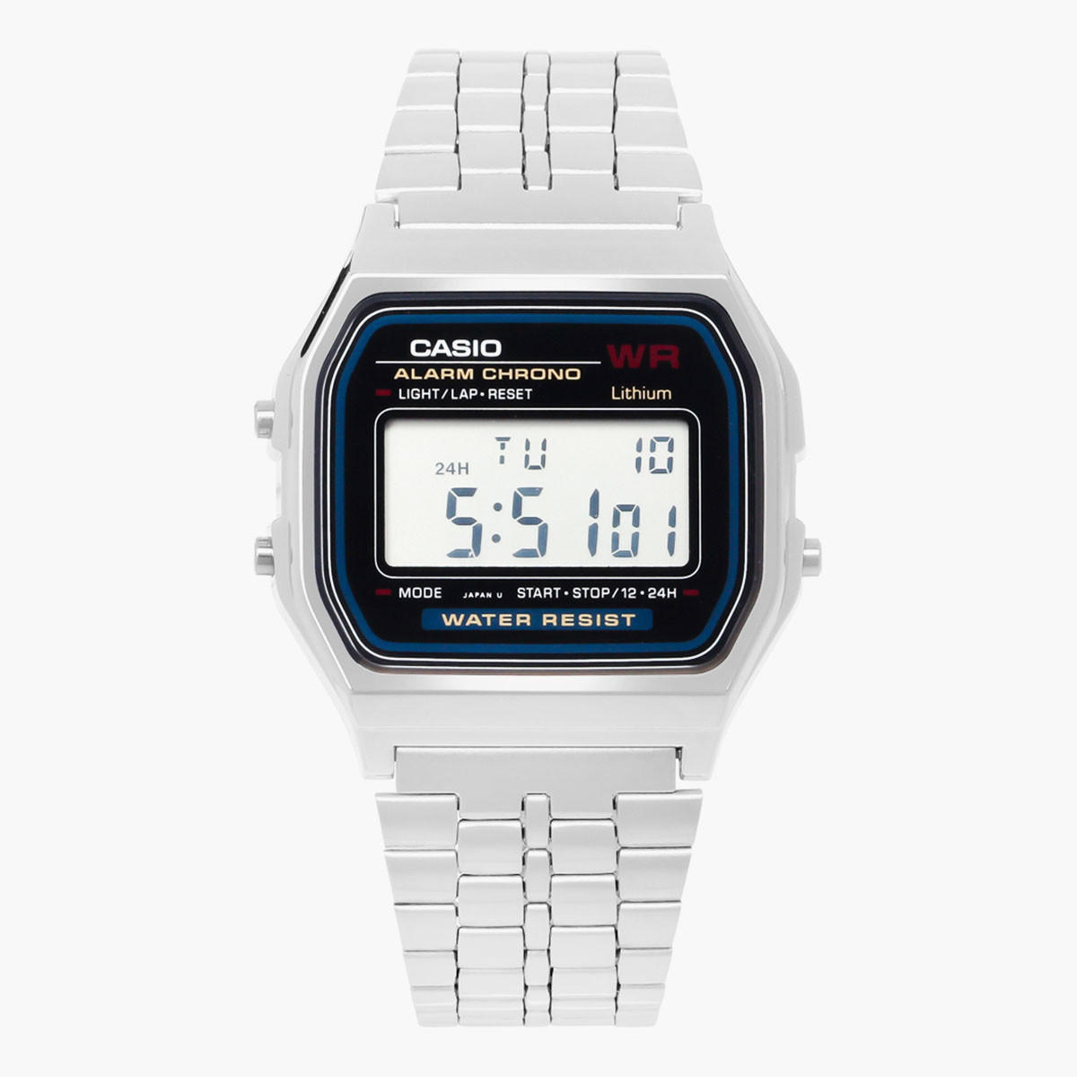 Casio Unisex Stainless Steel Silver Strap Digital Watch - A159WA-N1DF-men-watchesandjewellery-watches-image-1