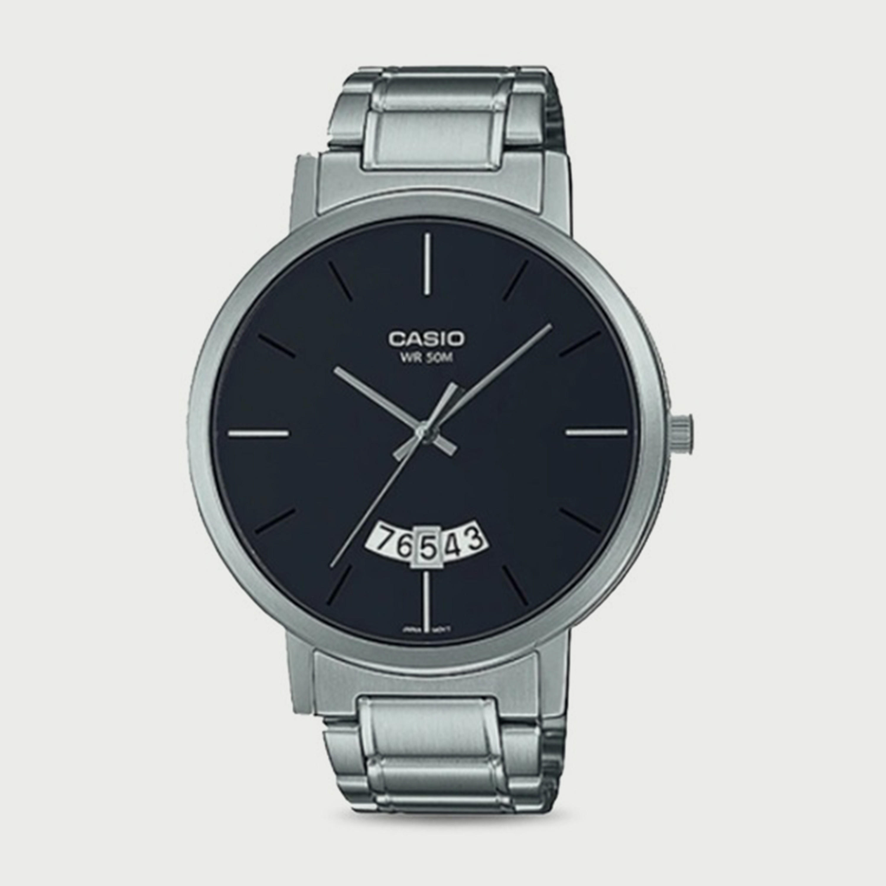 Casio Men's Silver Analog Stainless Steel Strap Watch MTP-B100D-1EVDF-men-watchesandjewellery-watches-image-1