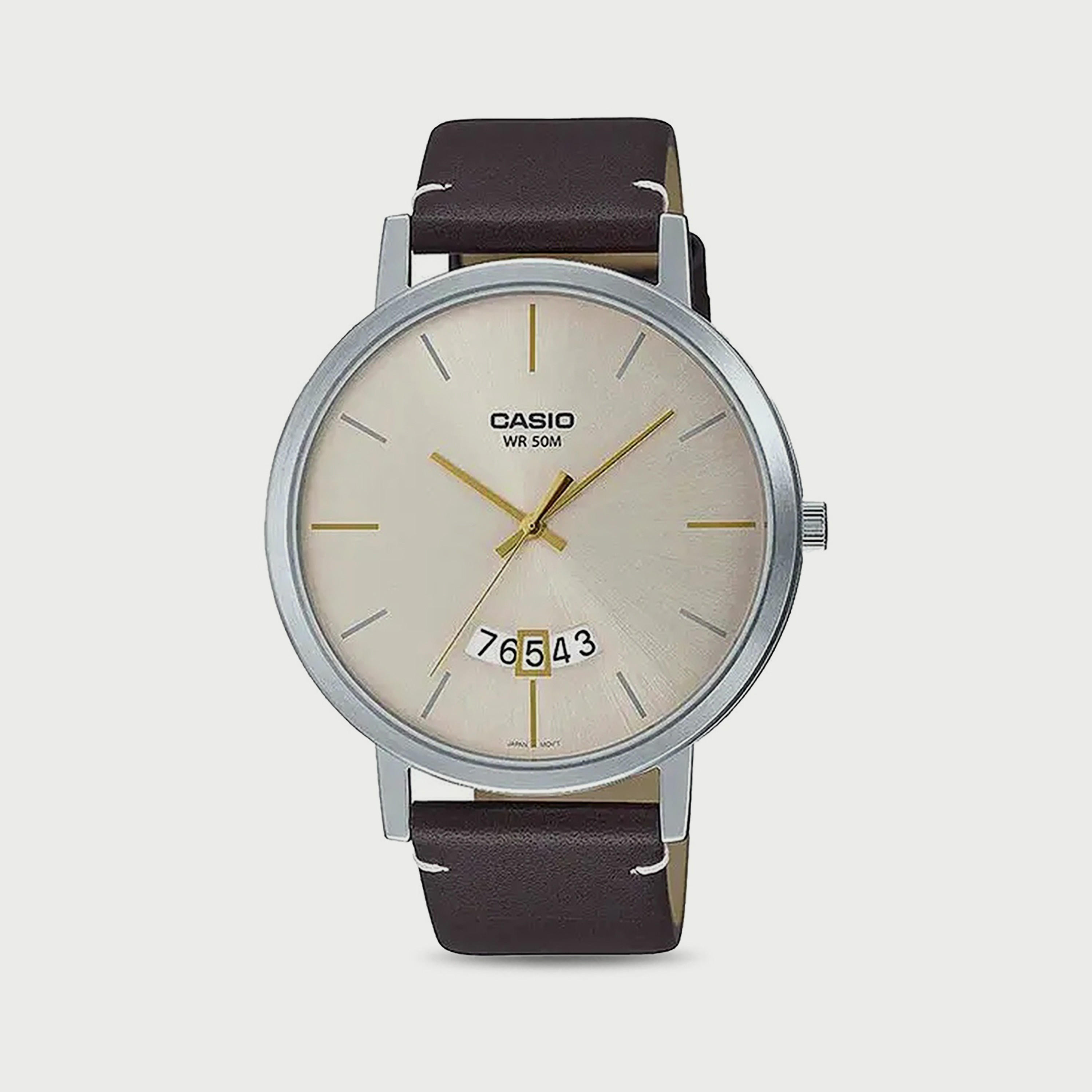 Casio Men's Brown Analog Leather Strap Watch MTP-B100L-9EVDF-men-watchesandjewellery-watches-image-1
