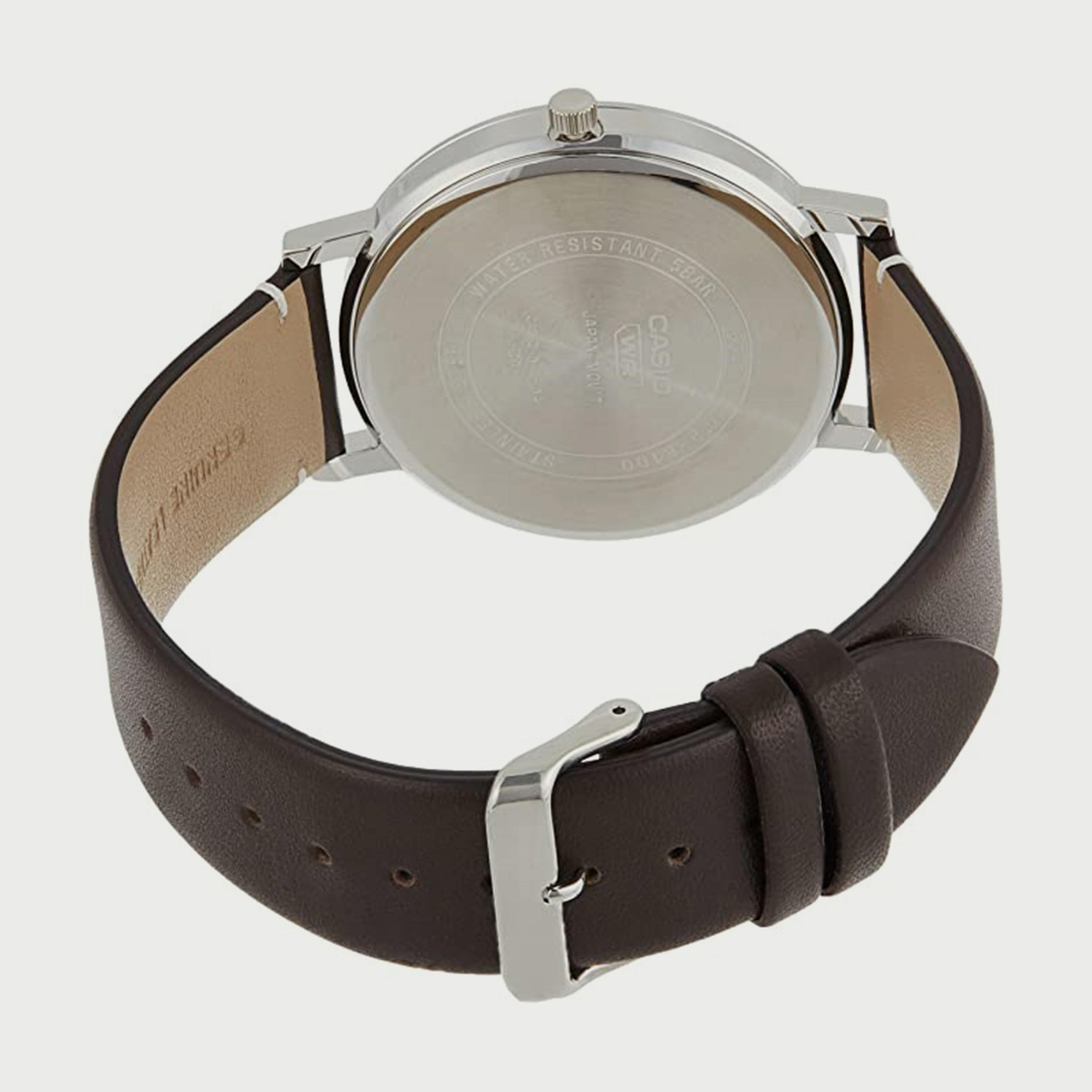 ساعة أنالوج بسوار جلدي بني للرجال من كاسيو MTP-B100L-9EVDF-men-watchesandjewellery-watches-image-3