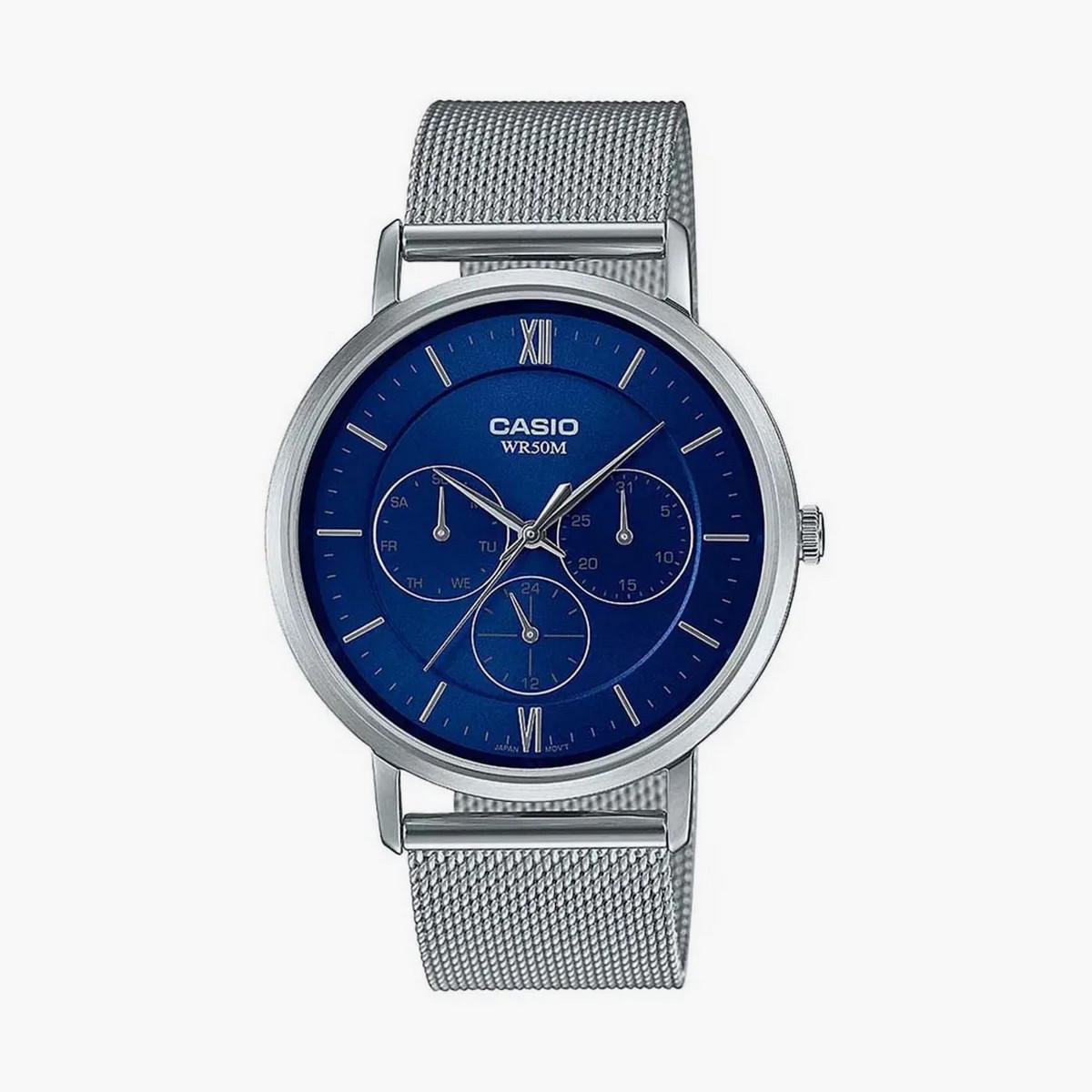 ساعة كاسيو للرجال انالوج بعقارب بسوار شبكي فضي MTP-B300M-2AVDF-men-watchesandjewellery-watches-image-1