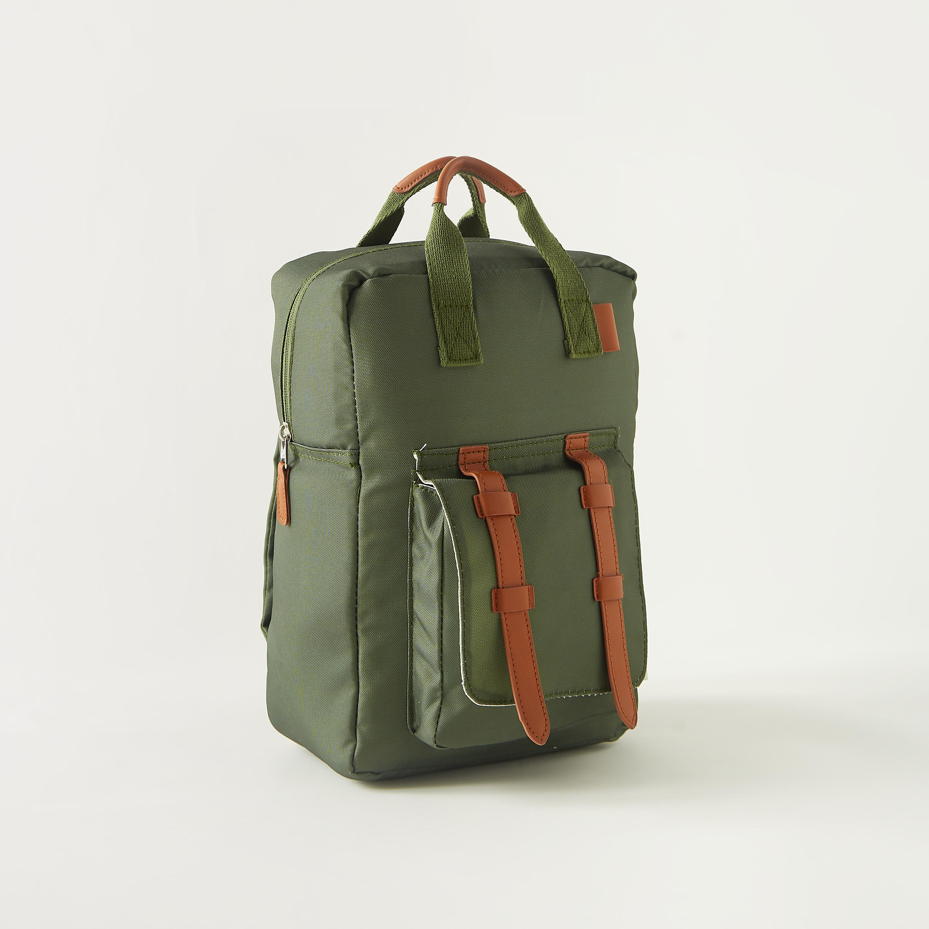 Solid Backpack with Adjustable Shoulder Straps and Zip Closure-school-bagsandbackpacks-backpacks-image-3