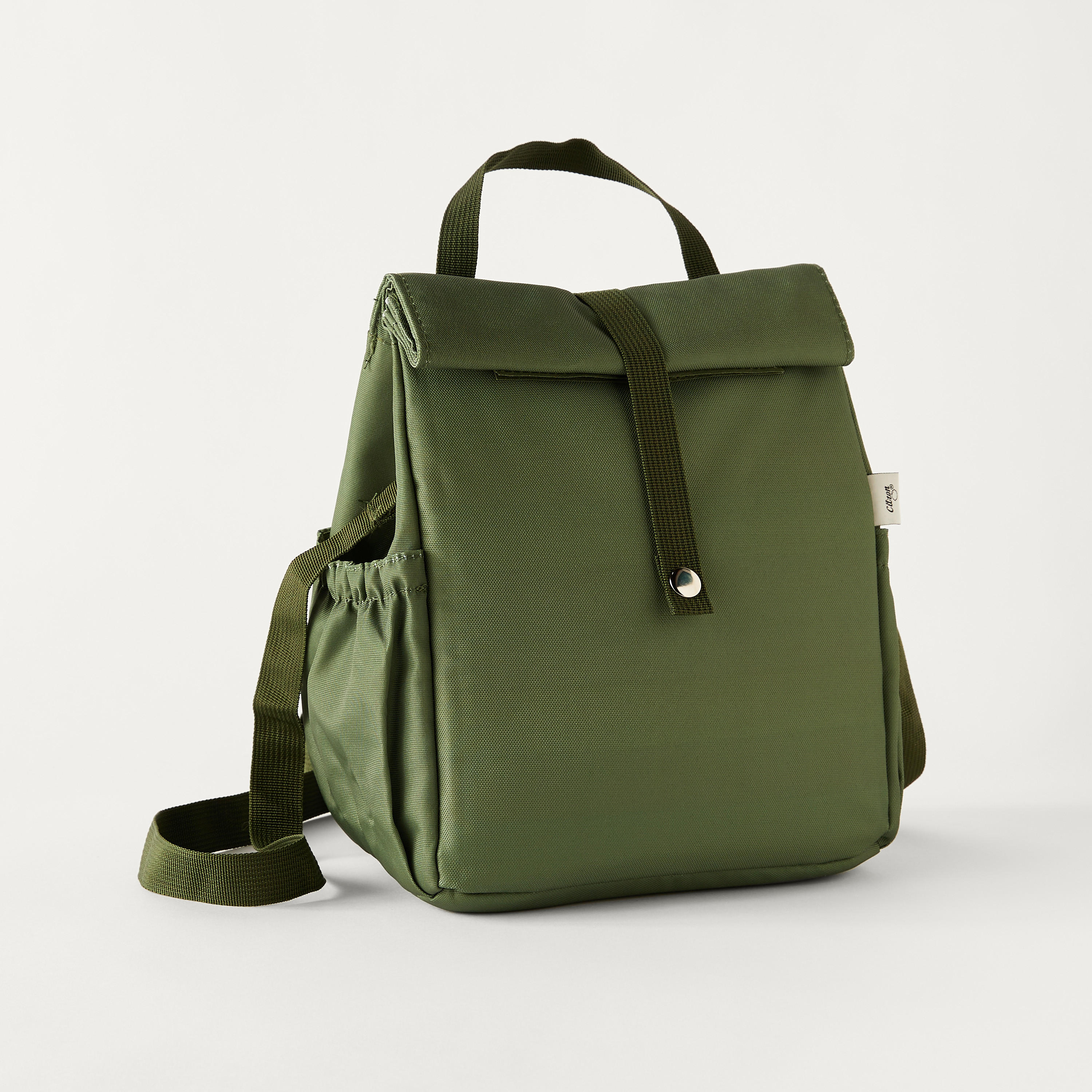 Citron Solid Lunch Bag with Detachable Strap and Snap Button Closure-school-lunchessentials-lunchbags-image-2