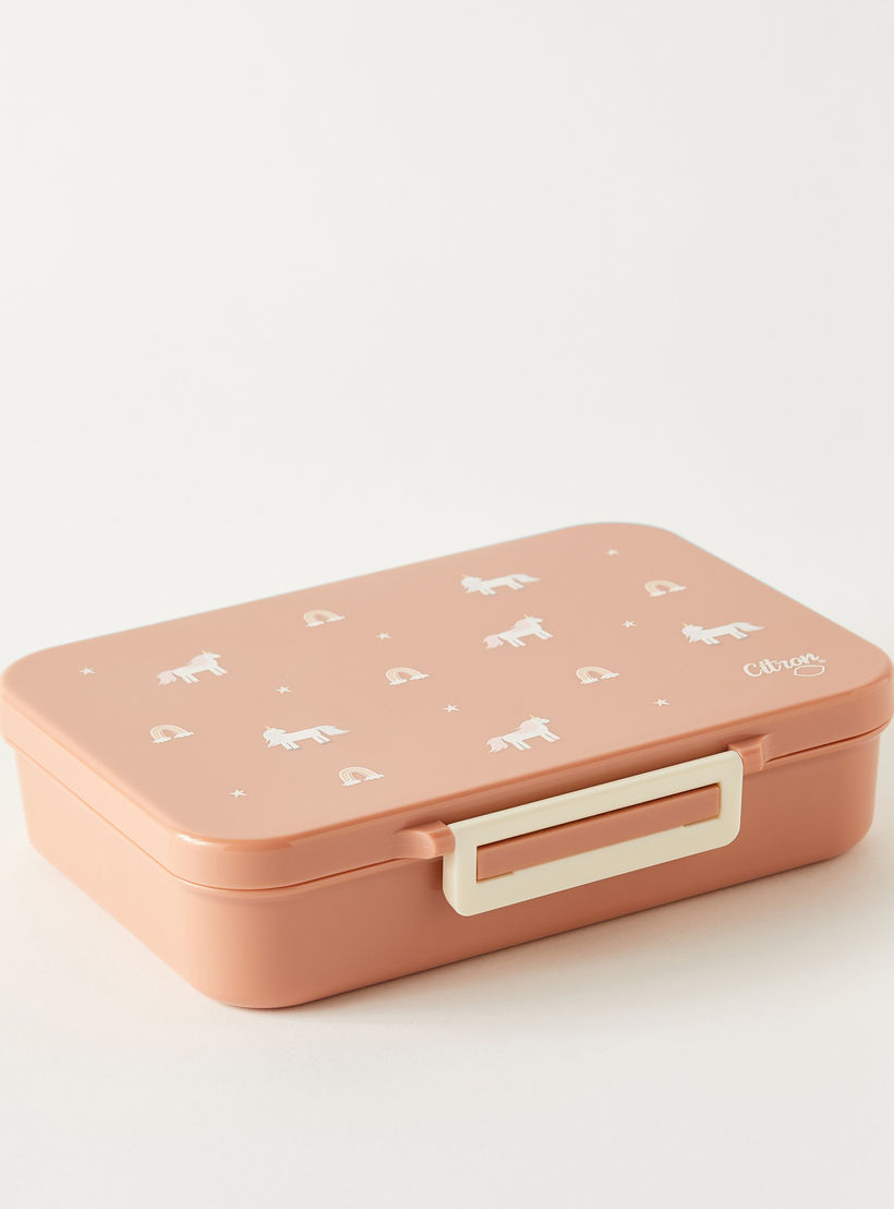 Citron Unicorn Print Sectioned Lunch Box with Clip Lock Lid6 -Month Warranty-school-lunchessentials-lunchboxes-image-2