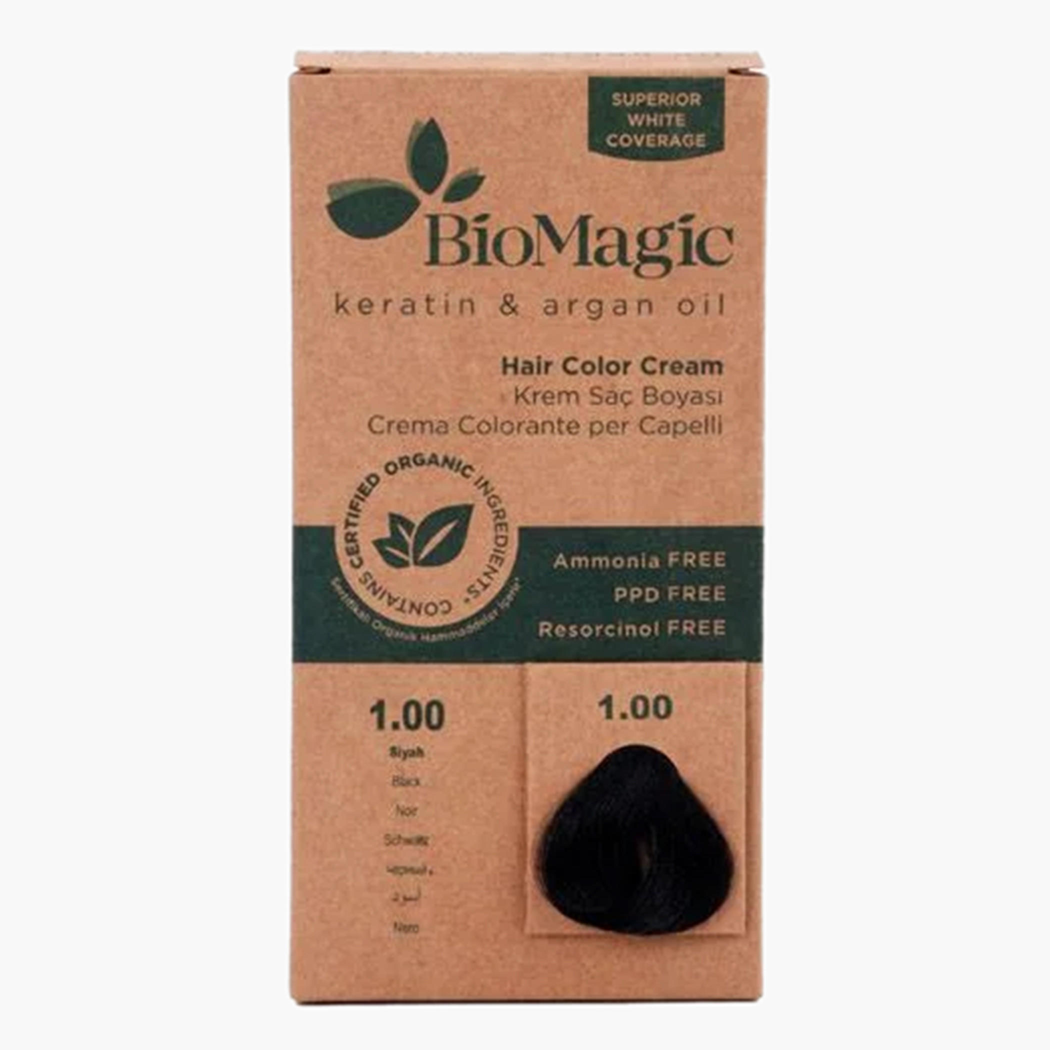 BIOMAGIC 1.00 Black Hair Colour Cream - 60 ml-beautyandpersonalcare-hair-hairstyling-haircolours-image-1