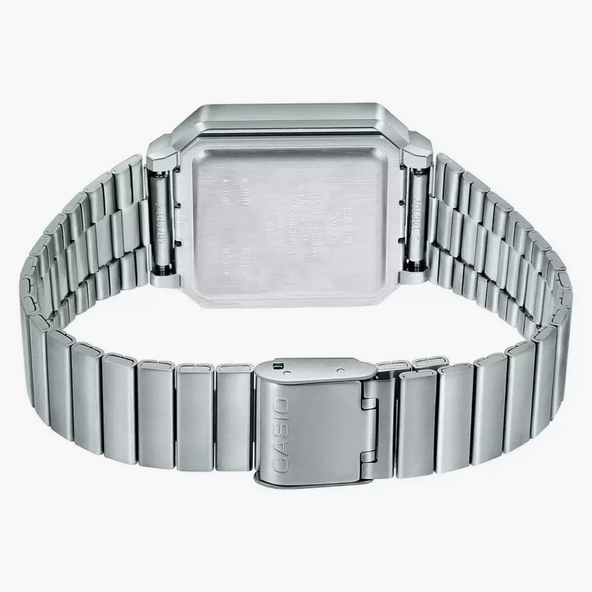 ساعة كاسيو شاشة رقمية بسوار فضي من الستانلس ستيل للجنسين A100WE-1ADF-men-watchesandjewellery-watches-image-4