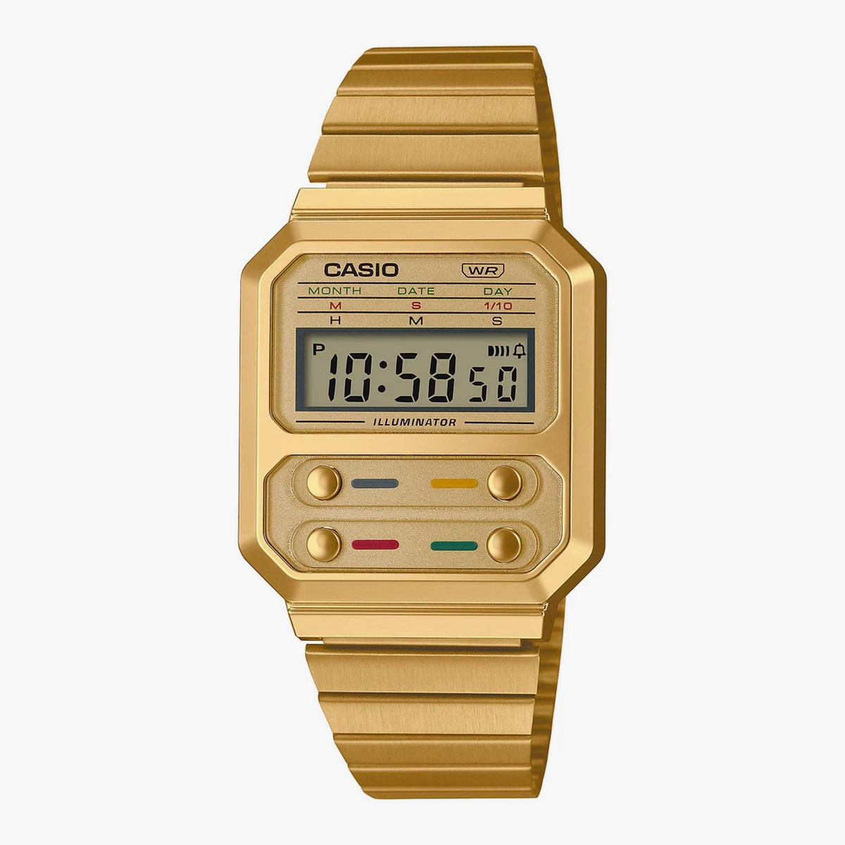 Casio Unisex Stainless Steel Gold Strap Digital Watch - A100WEG-9ADF-men-watchesandjewellery-watches-image-1