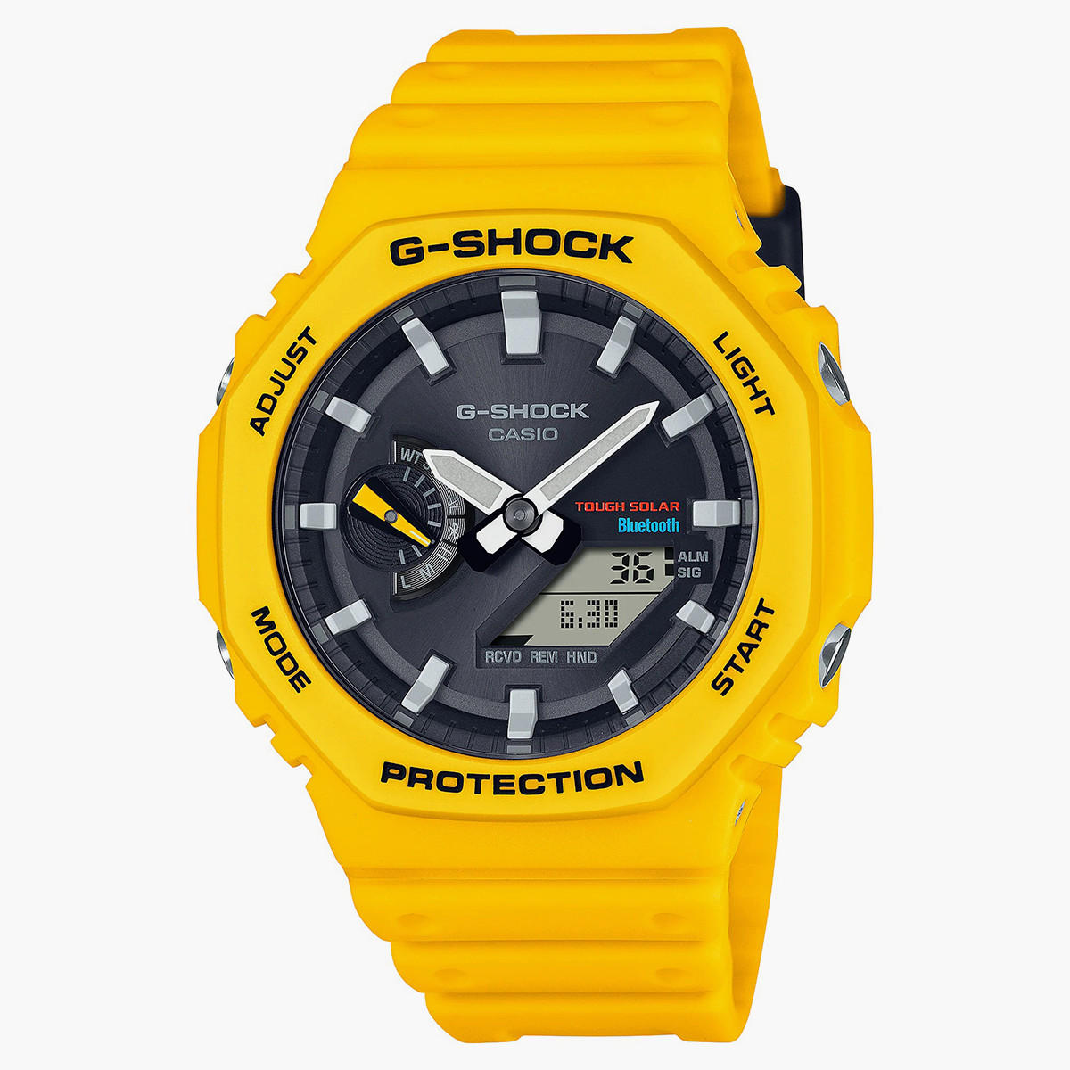 ساعة انالوج-رقمية من جي شوك للرجال بسوار راتنج مع لون أصفر - GA-B2100C-9ADR-men-watchesandjewellery-watches-image-1
