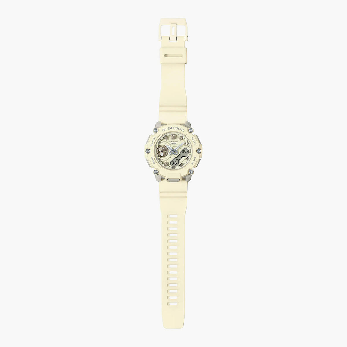 ساعة انالوج-رقمية من جي شوك للنساء بسوار راتنج مع لون كريمي - GMA-S2200-7ADR-women-watchesandjewellery-watches-image-4
