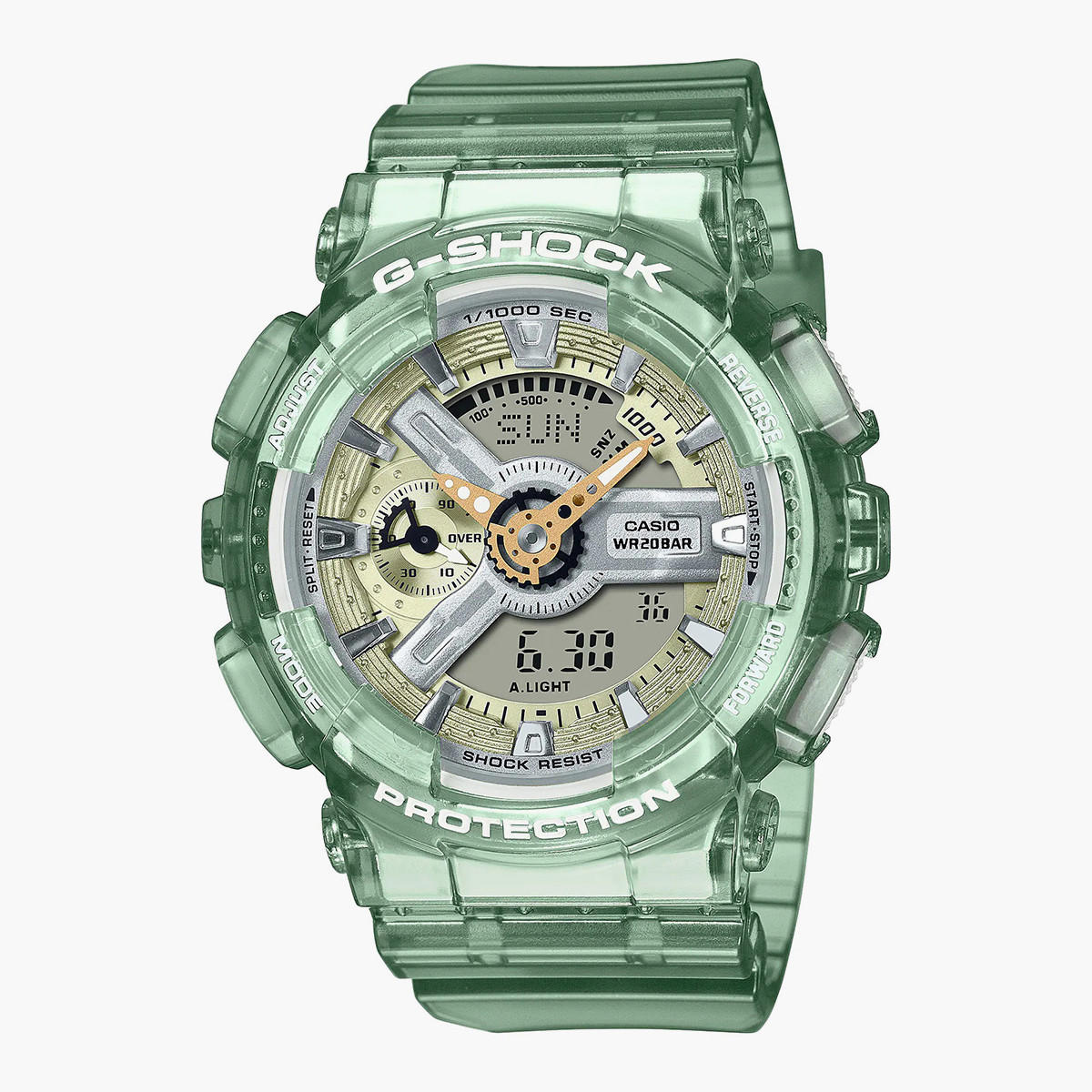 ساعة انالوج-رقمية من جي شوك للجنسين بسوار راتنج مع لون اخضر - GMA-S110GS-3ADR-men-watchesandjewellery-watches-image-1