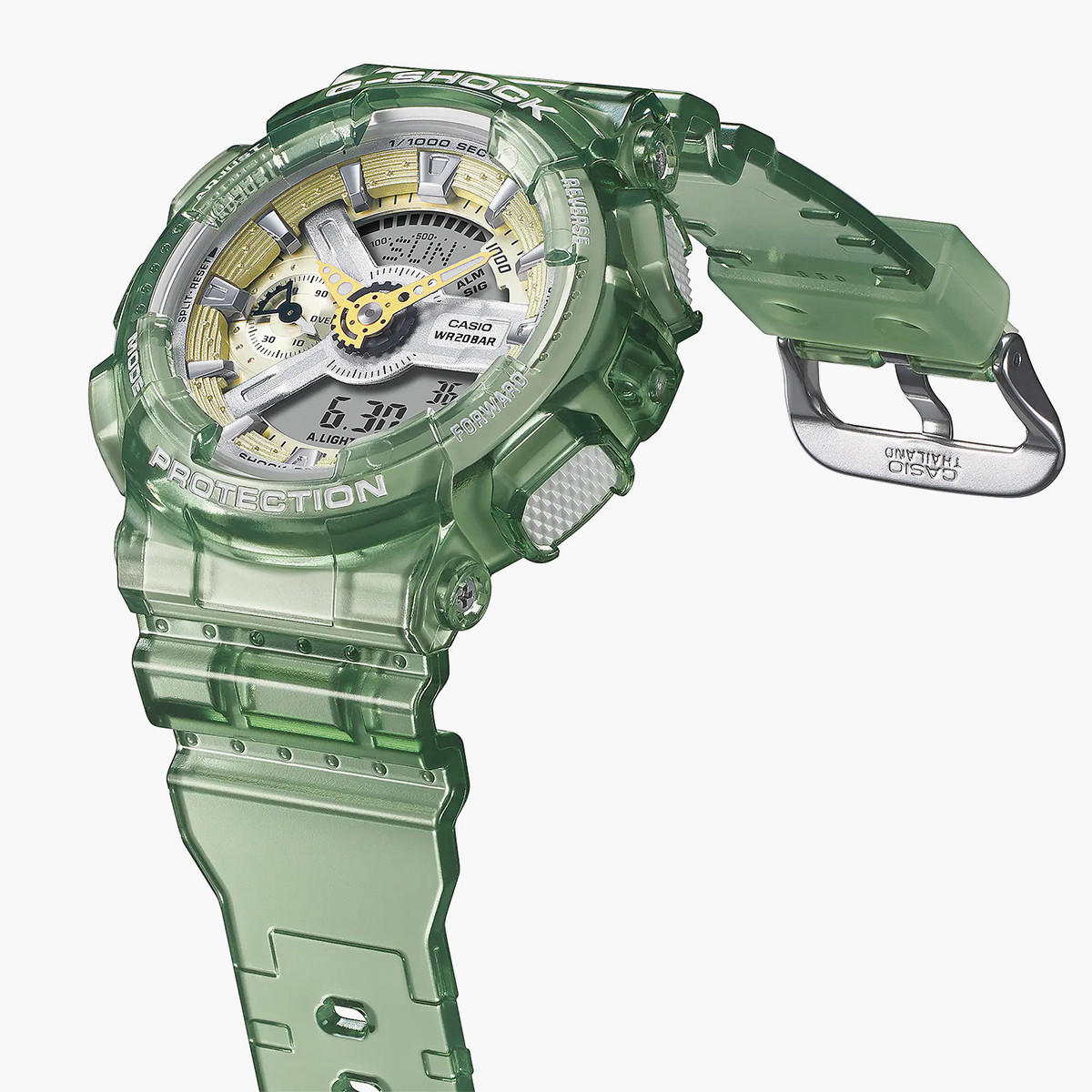 ساعة انالوج-رقمية من جي شوك للجنسين بسوار راتنج مع لون اخضر - GMA-S110GS-3ADR-men-watchesandjewellery-watches-image-2