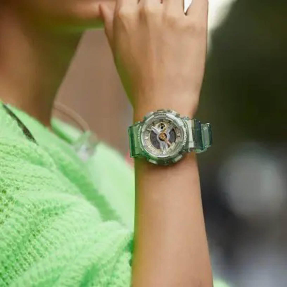 ساعة انالوج-رقمية من جي شوك للجنسين بسوار راتنج مع لون اخضر - GMA-S110GS-3ADR-men-watchesandjewellery-watches-image-5