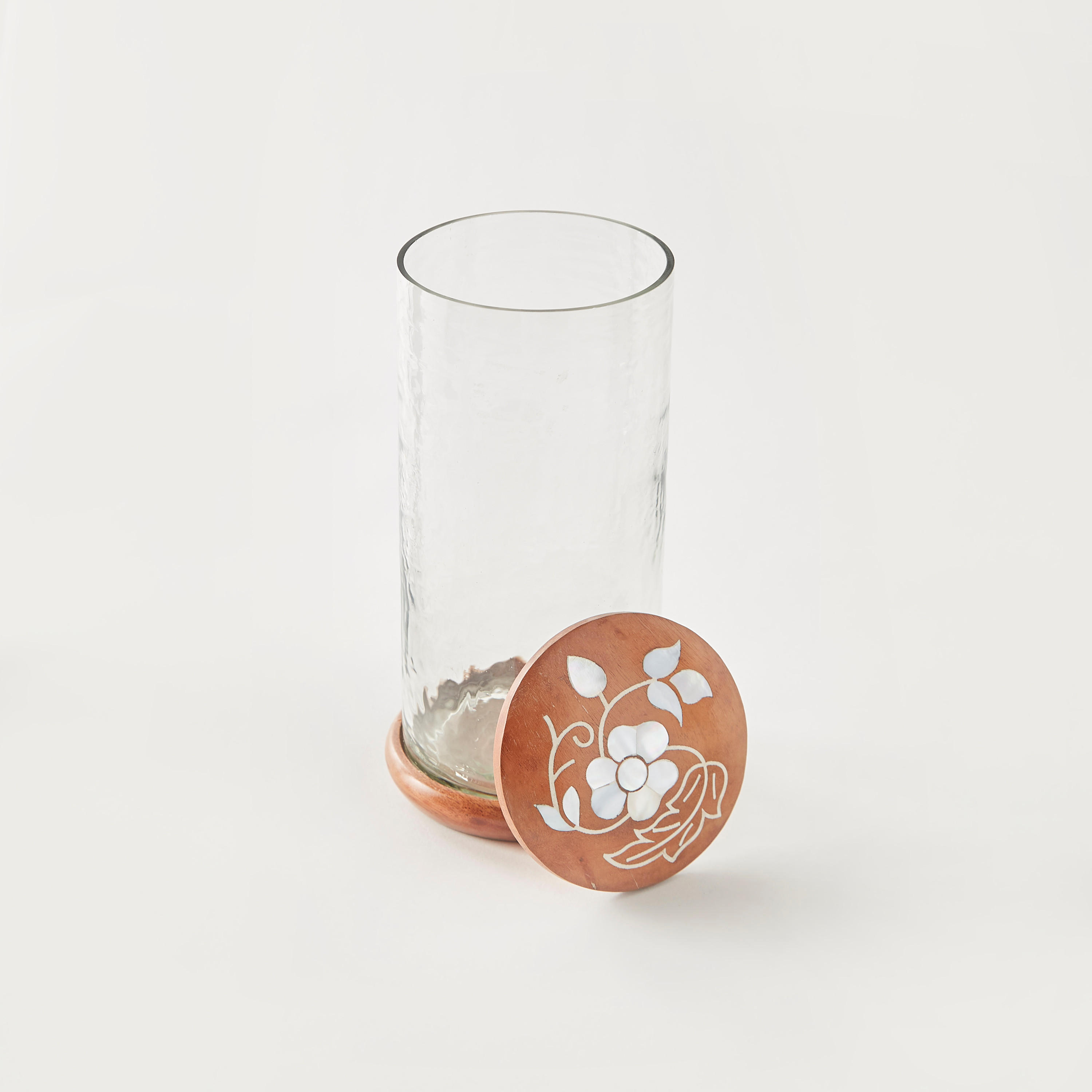 Glass Canister with Wooden Lid - 11x11x17 cms-household-kitchen-foodstorage-containers-image-2