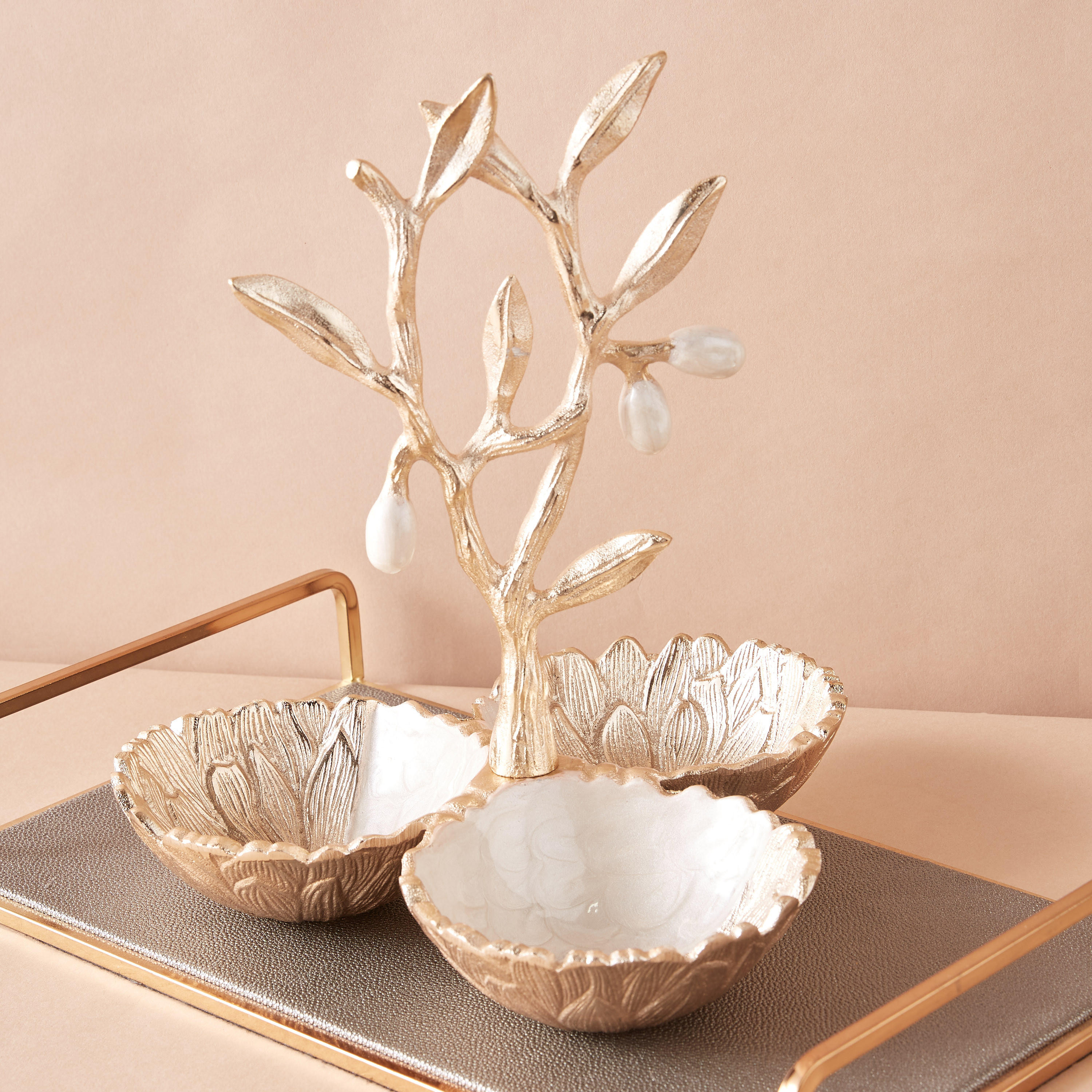 Floral Accented Decorative Nuts Bowl - 23x23 cms-household-dining-dinnerware-bowls-image-1