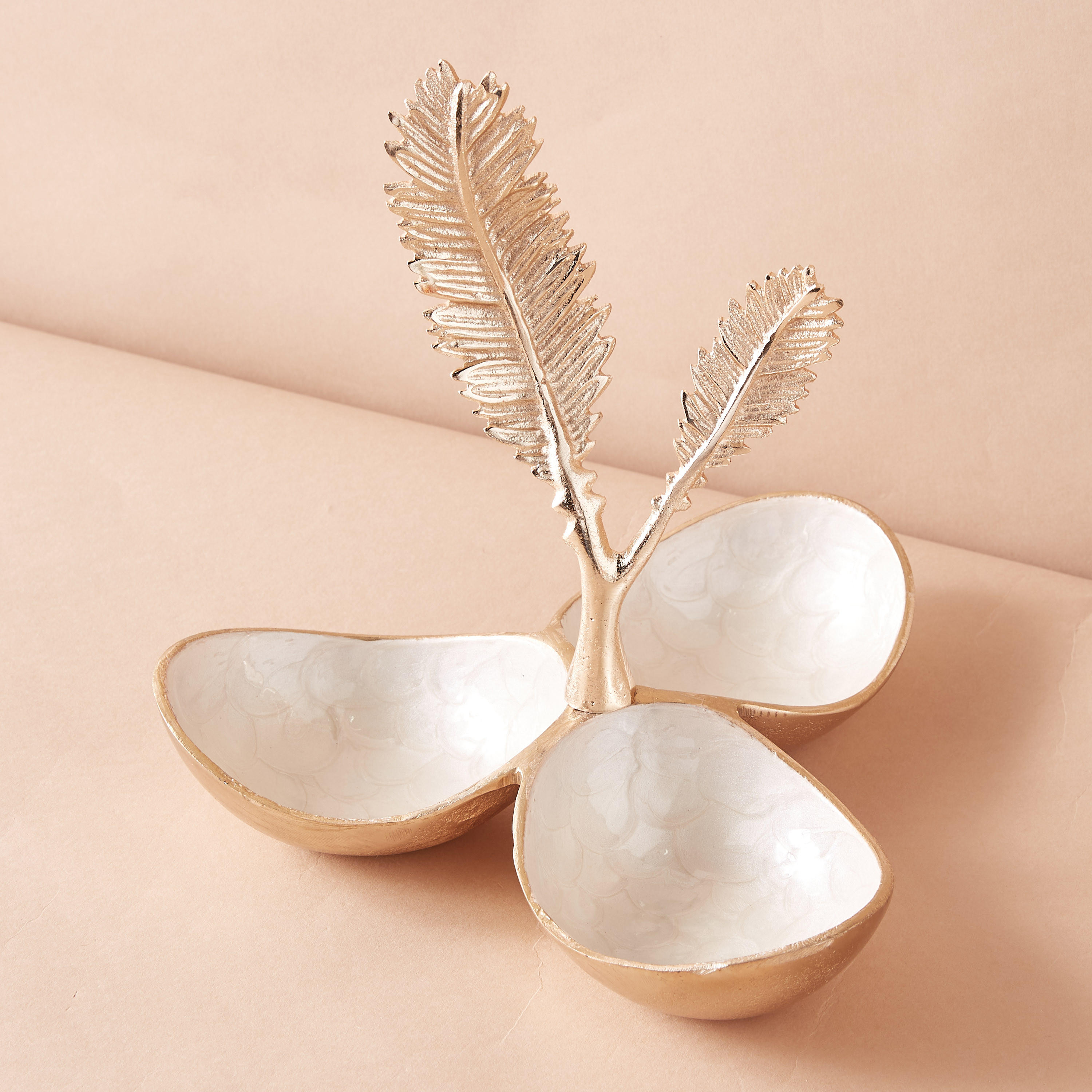 Feathers Accented Decorative Nuts Bowl - 23x22 cms-household-dining-dinnerware-bowls-image-2