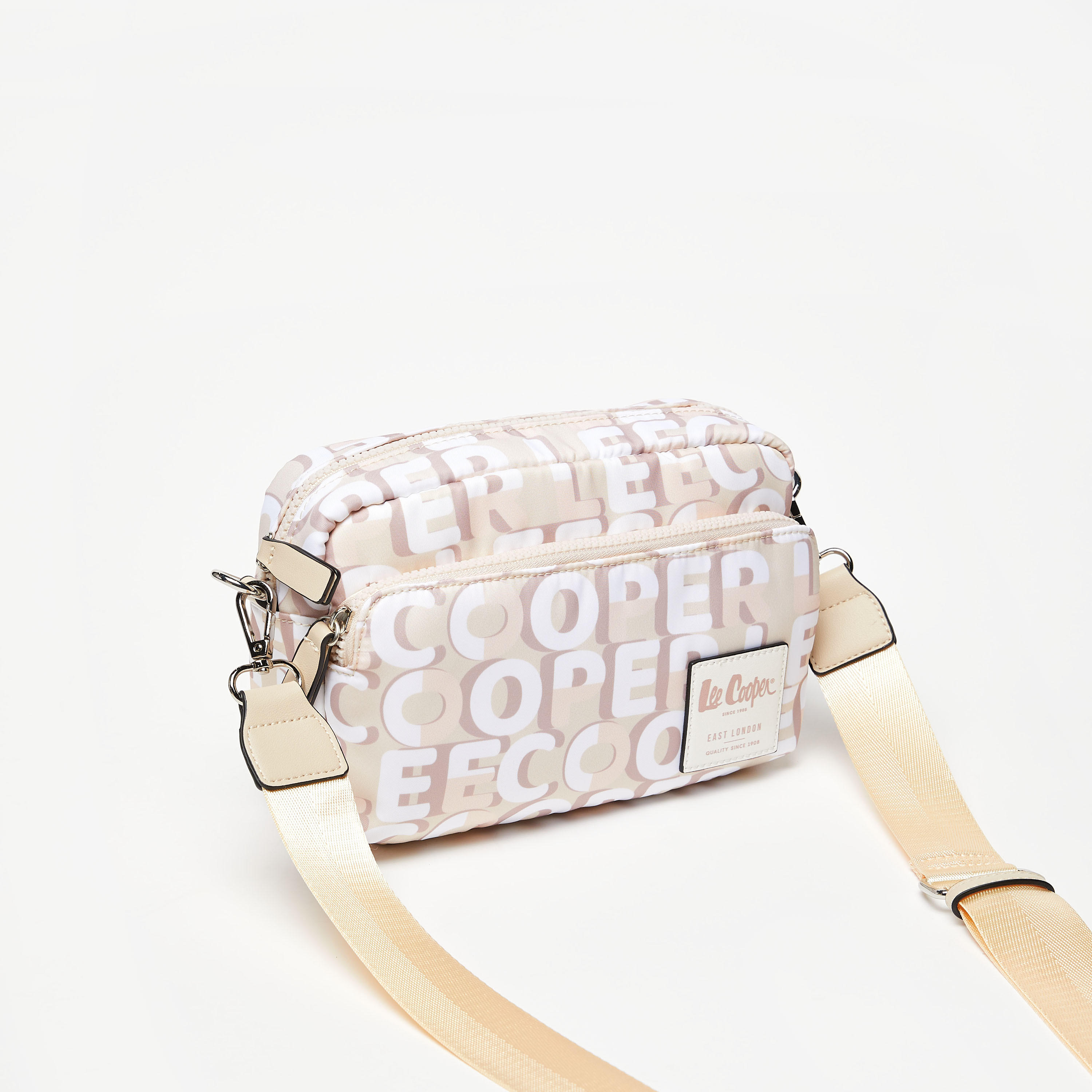 Lee Cooper Logo Print Crossbody Bag with Detachable Strap and Zip Closure-women-bagsandwallets-handbags-image-4