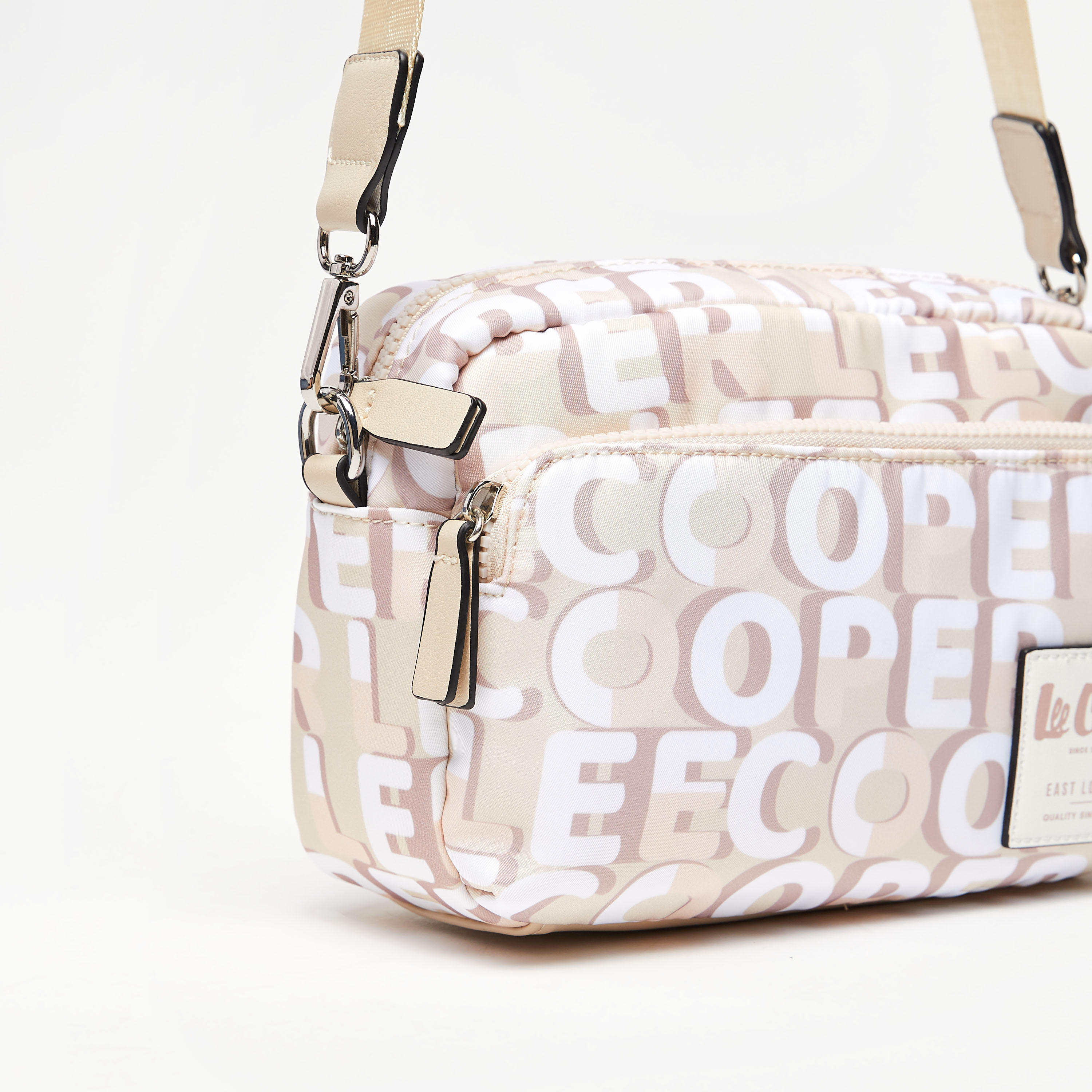Lee Cooper Logo Print Crossbody Bag with Detachable Strap and Zip Closure-women-bagsandwallets-handbags-image-5