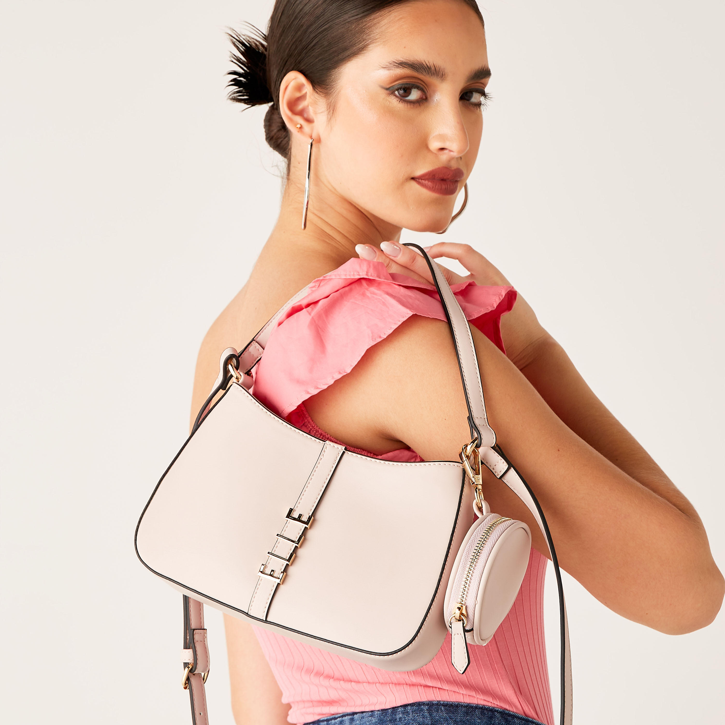 شنطة كتف سادة بحزام قابل للتعديل مع شنطة صغيرة من إيل-women-bagsandwallets-handbags-image-1
