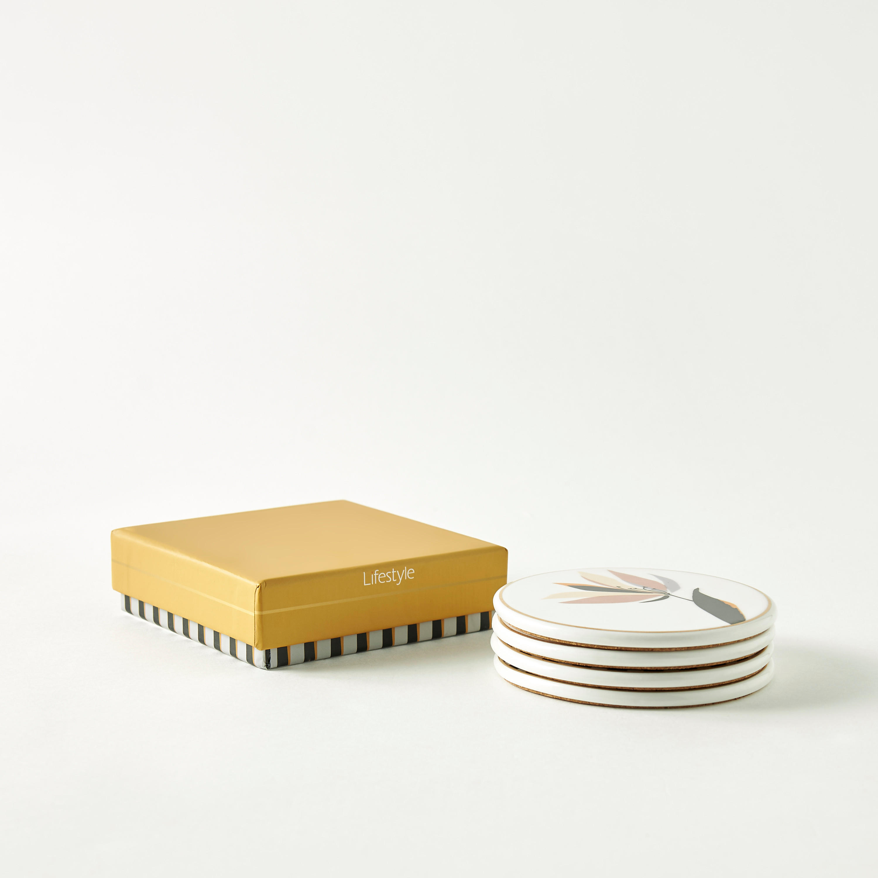 Printed New Bone China Coaster with Cork Back - Set of 4-household-dining-teaandcoffee-teaandcoffeeaccessories-image-2