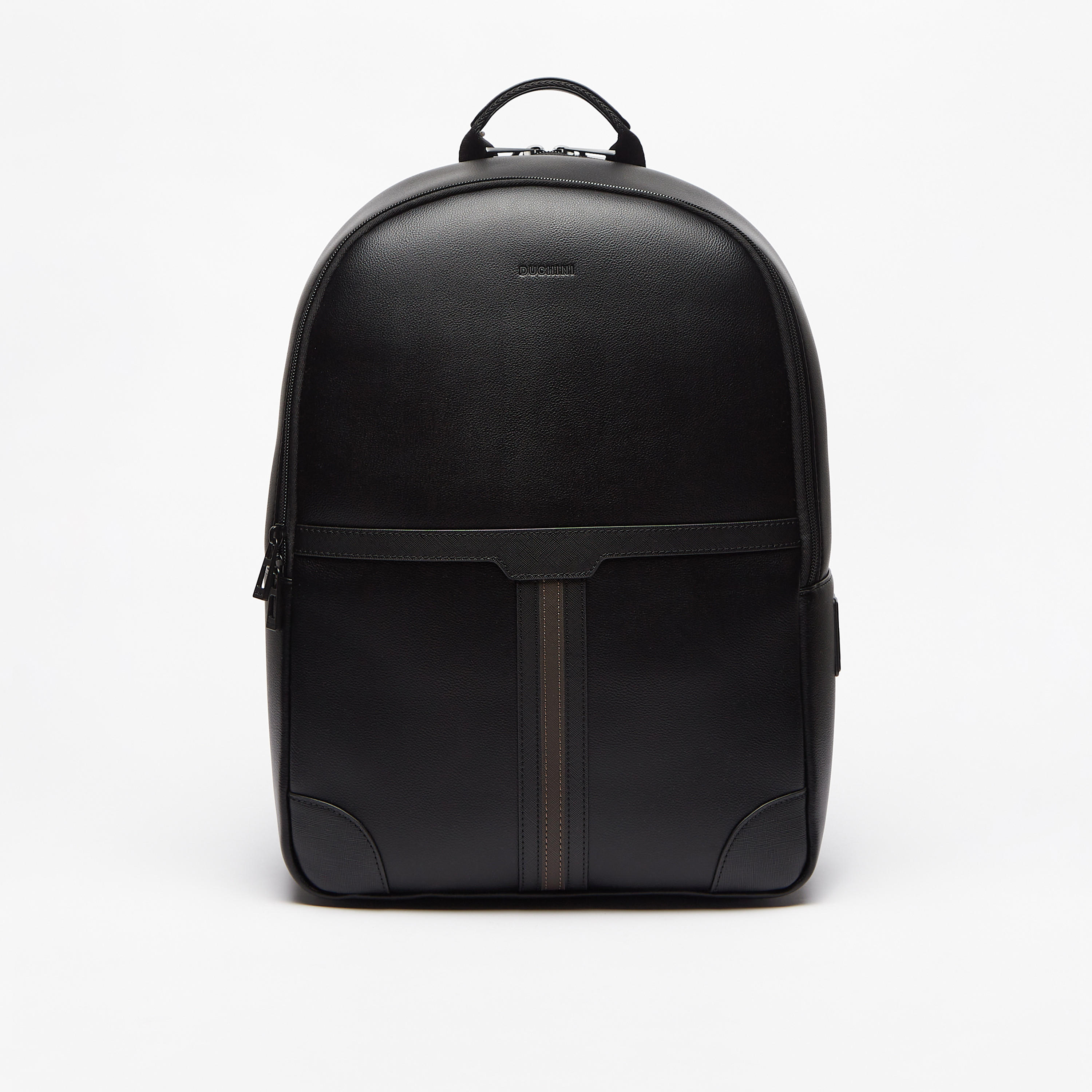 Duchini Solid Backpack with Zip Closure and Adjustable Straps-men-bags-image-1