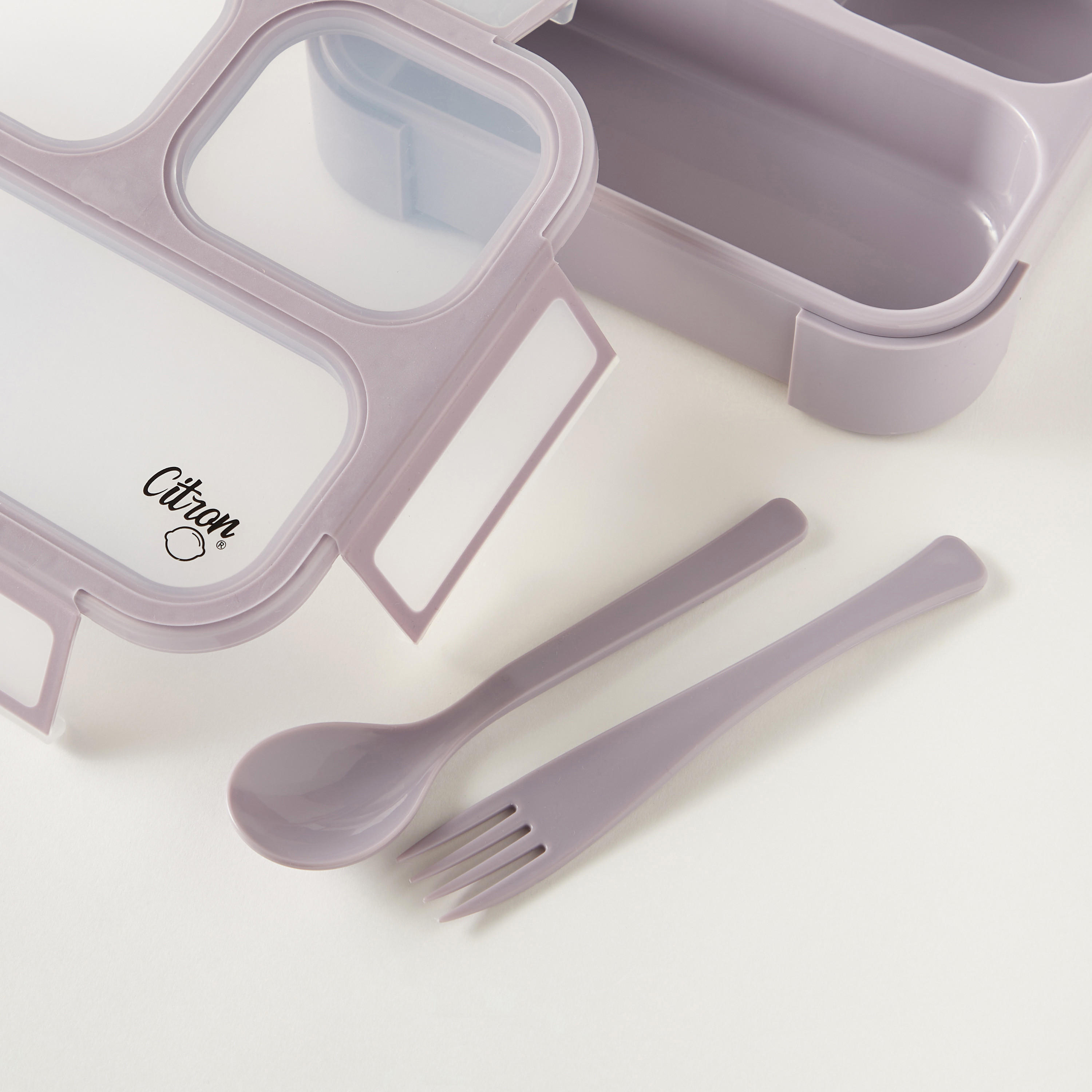 Citron Sectioned Lunch Box with Fork and Spoon-school-lunchessentials-lunchboxes-image-3