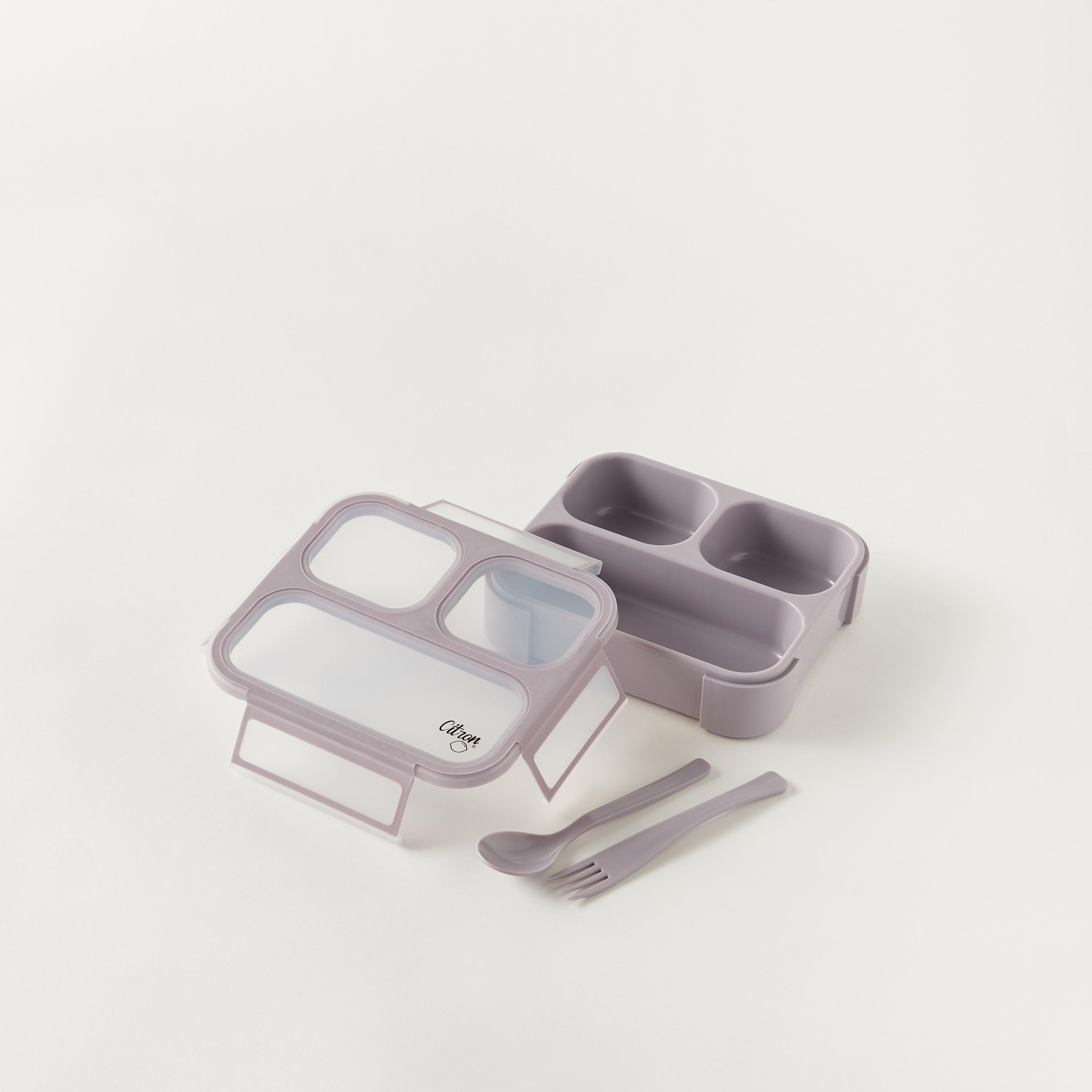 Citron Sectioned Lunch Box with Fork and Spoon-school-lunchessentials-lunchboxes-image-4