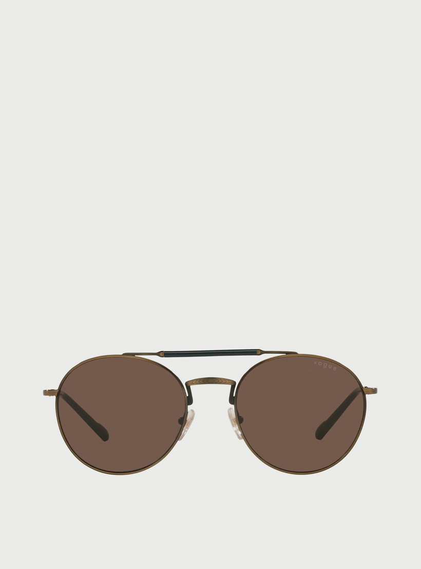 Vogue Men Dark Brown Lens Oval Sunglasses-men-sunglasses-image-1