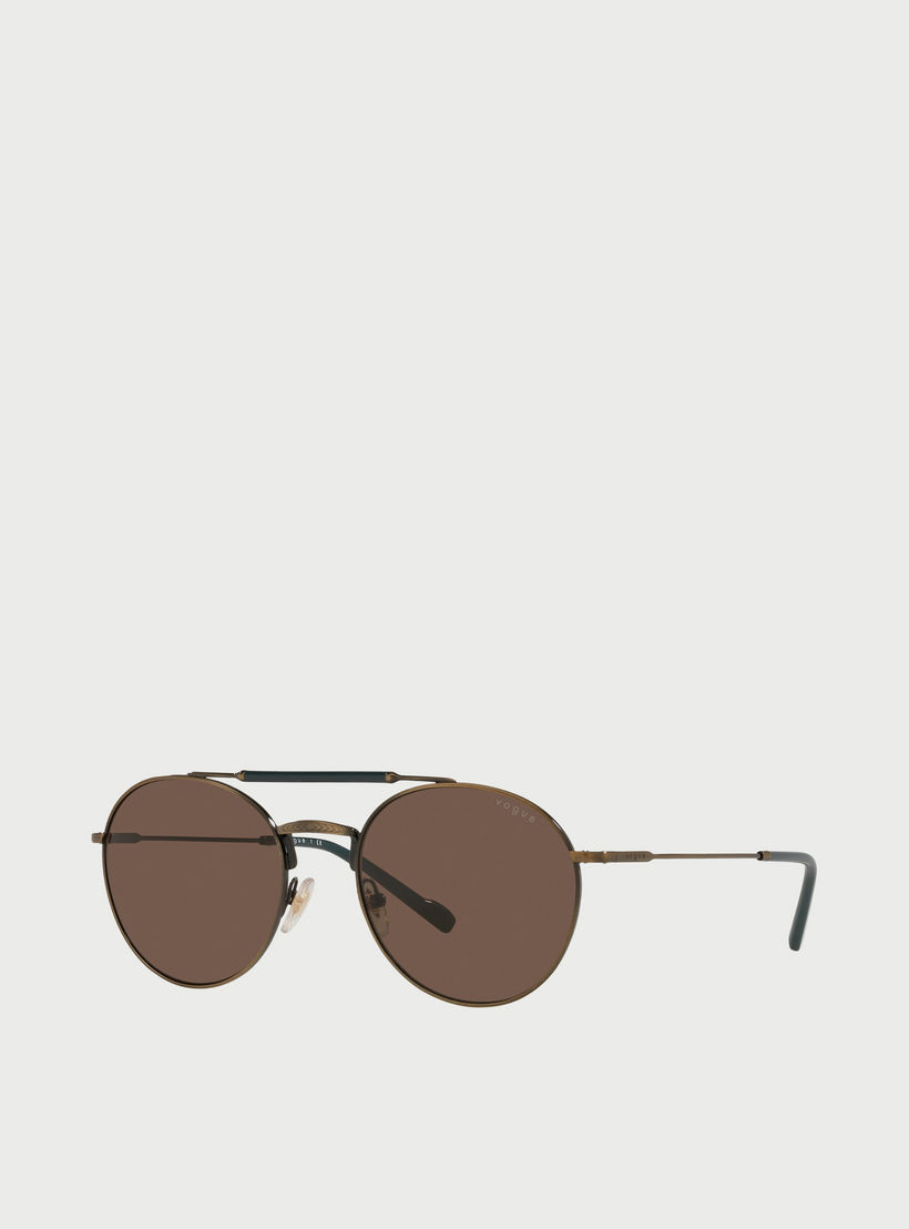 Vogue Men Dark Brown Lens Oval Sunglasses-men-sunglasses-image-2