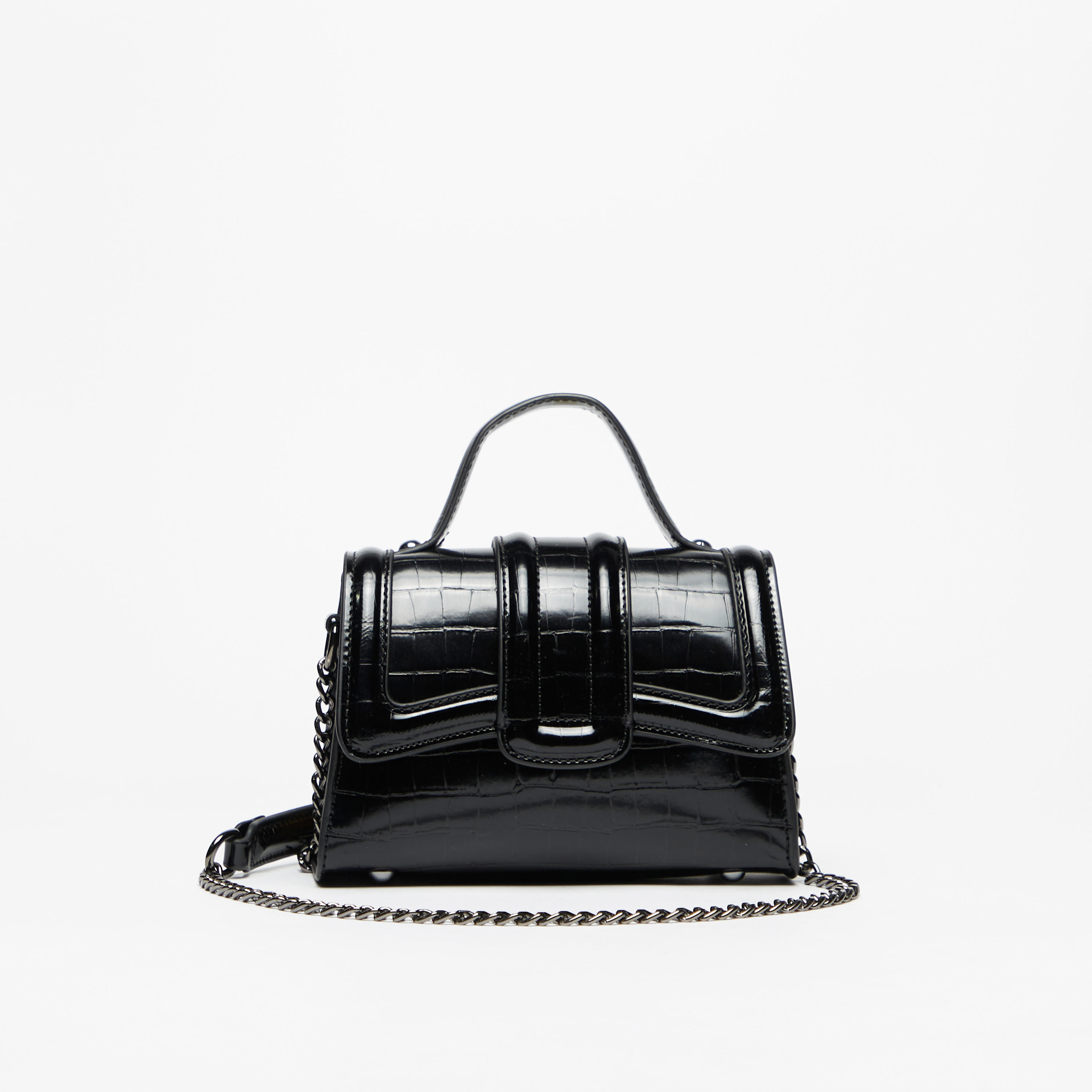 شنطة ساتشل سادة بحزام سلسلة وزر إغلاق من ميسي-women-bagsandwallets-handbags-image-1