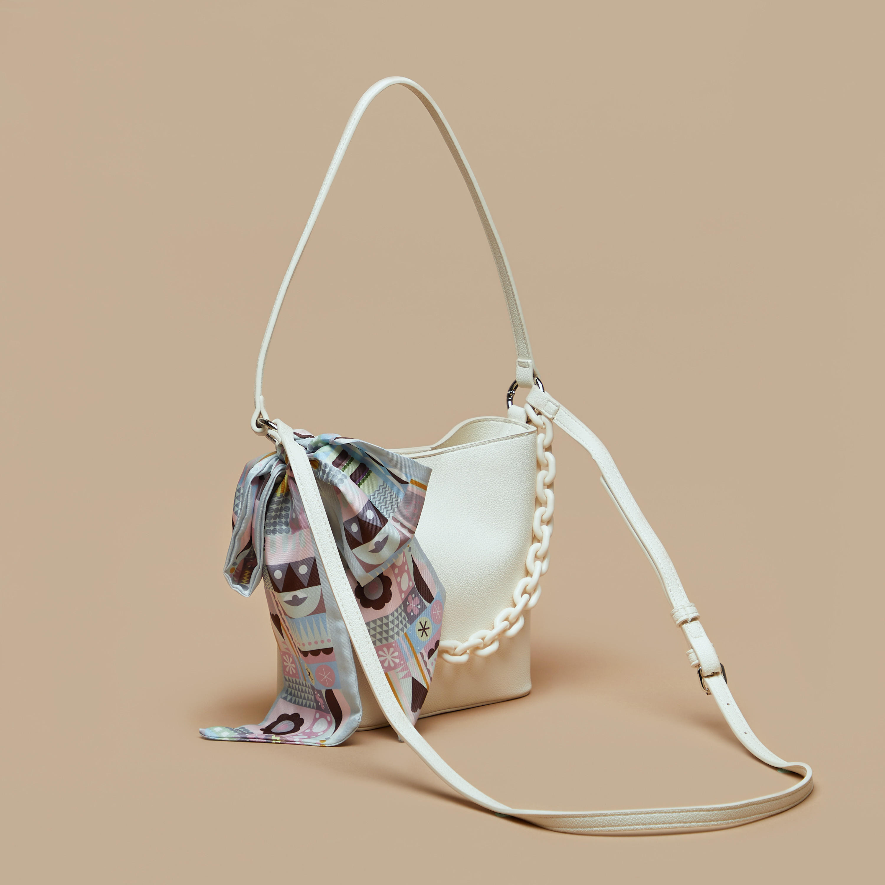 Missy Solid Shoulder Bag with Chunky Chain and Printed Scarf Detail-women-bagsandwallets-handbags-image-2