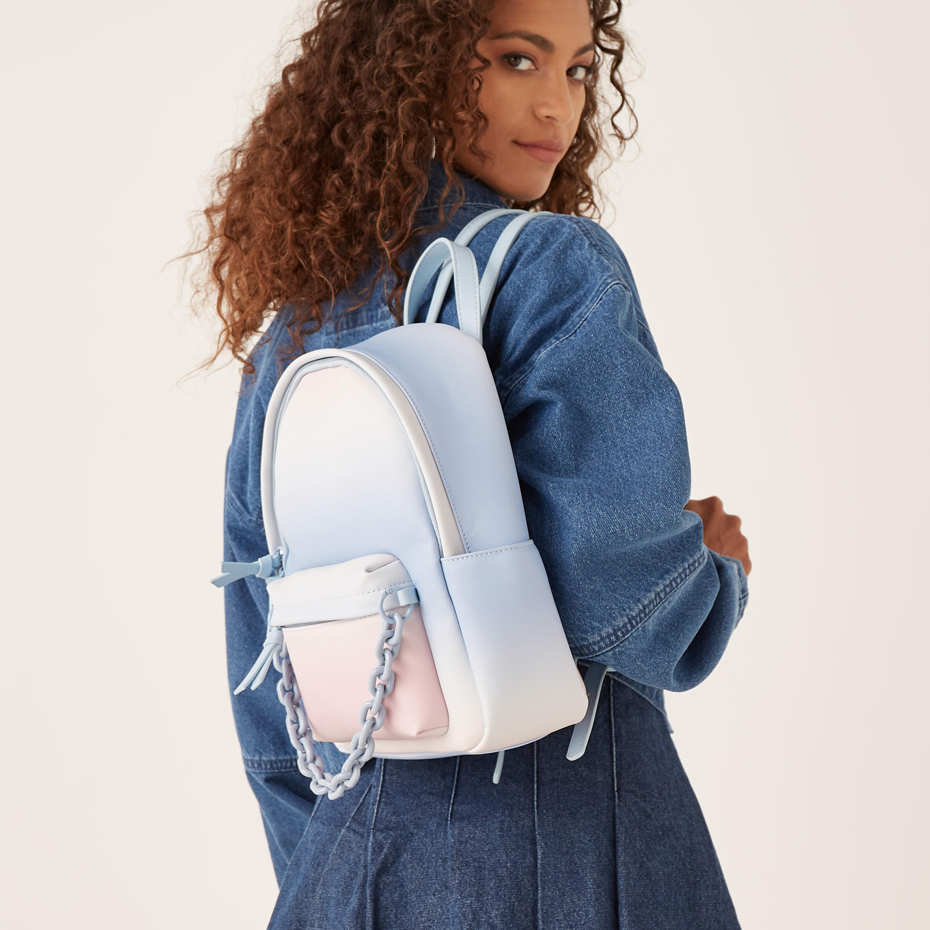 Missy Ombre Print Backpack with Enamel Chain Detail and Zip Closure-women-bagsandwallets-backpacks-image-1