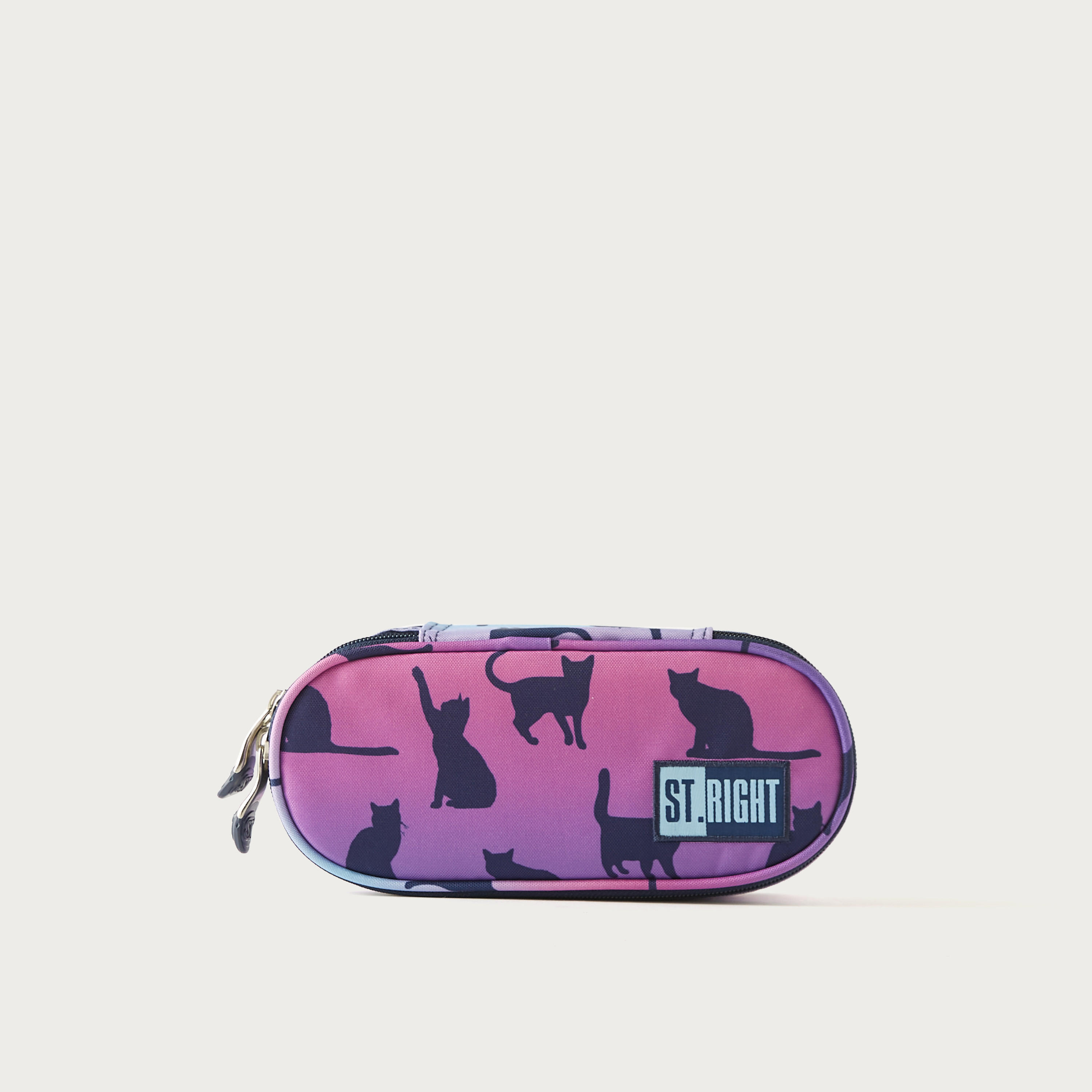 مقلمة بسحاب إغلاق وطبعات قطة من سانت.رايت - 23x10x5 سم-school-stationery-pencilcases-image-1