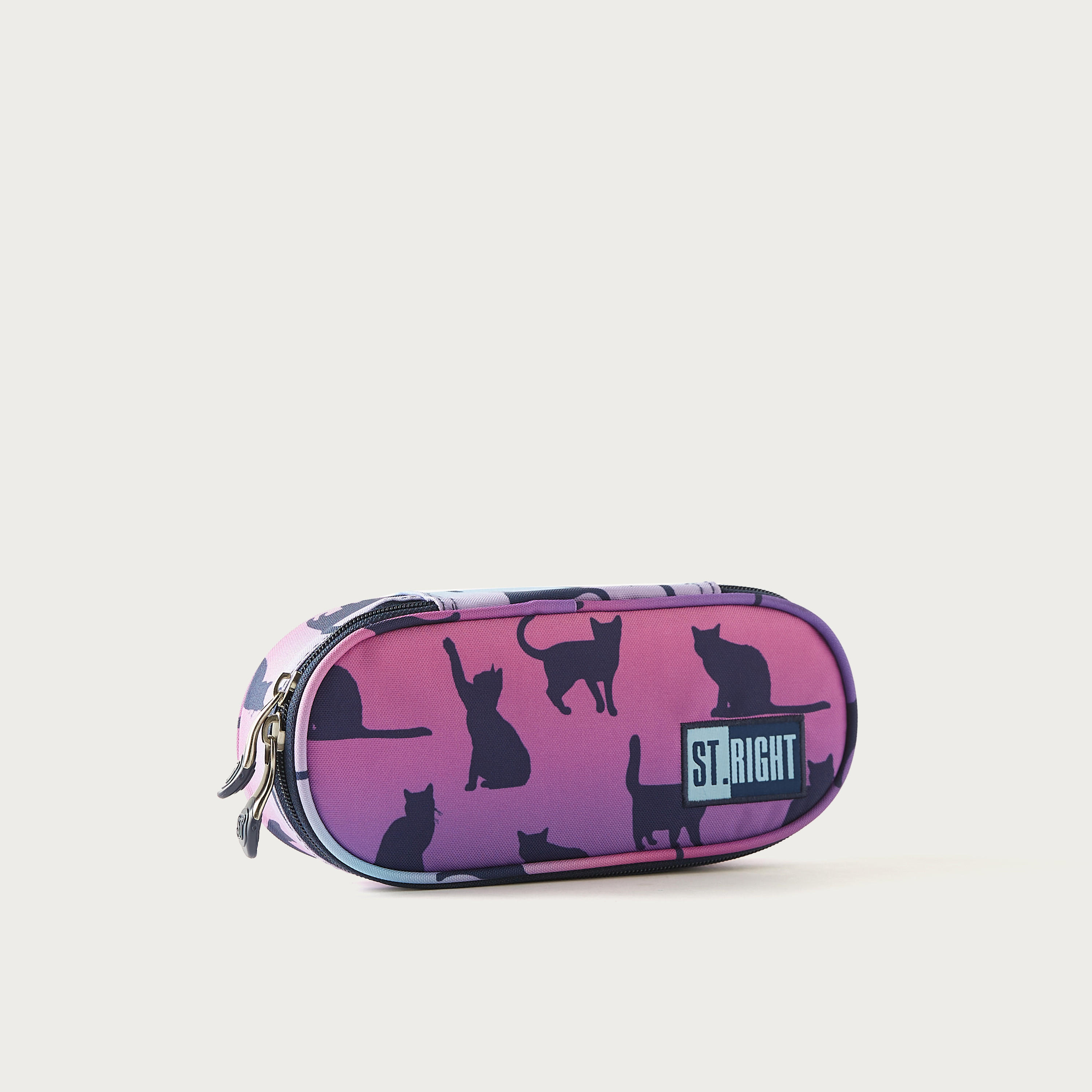 مقلمة بسحاب إغلاق وطبعات قطة من سانت.رايت - 23x10x5 سم-school-stationery-pencilcases-image-2
