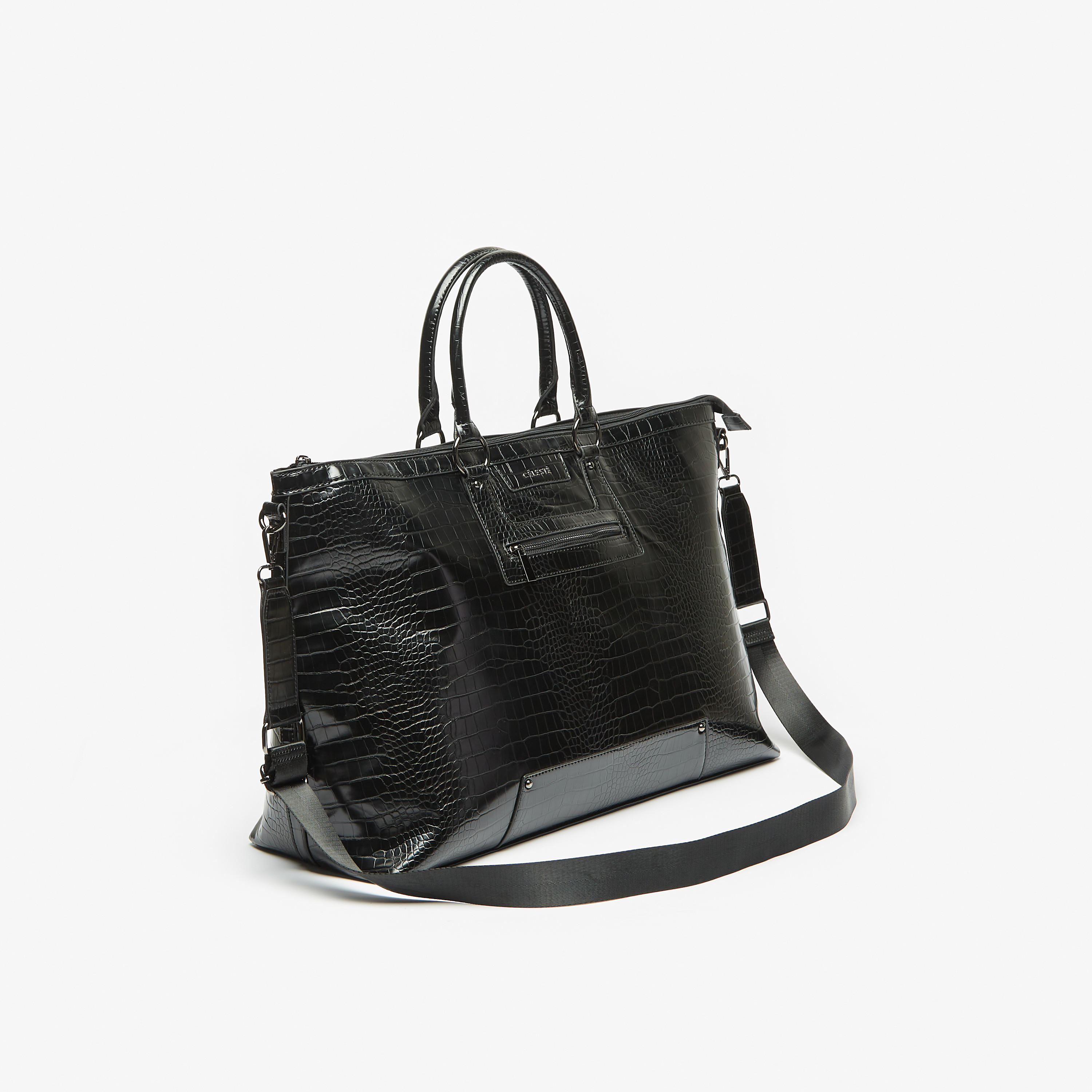 Celeste Textured Duffle Bag with Handles and Zip Closure-women-bagsandwallets-handbags-image-2