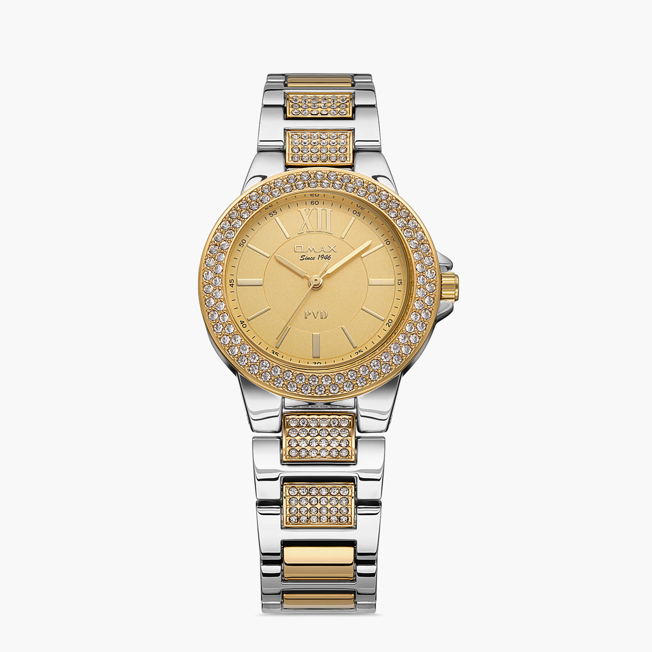 Omax Women Gold Dial Analog Watch with Silver & Gold Strap - 00JSS008N001-women-watchesandjewellery-watches-image-1