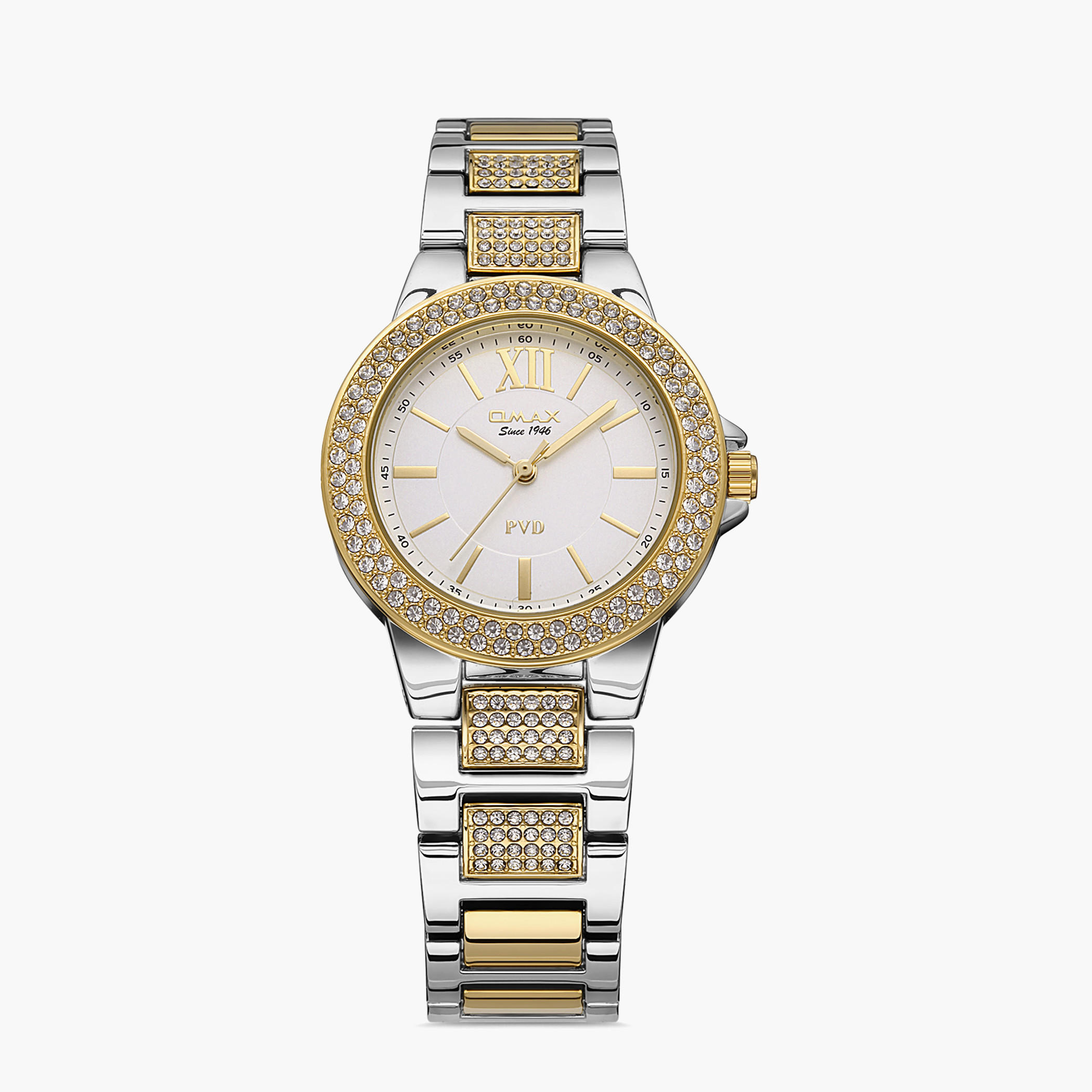 Omax Women White Dial Analog Watch with Silver & Gold Strap - 00JSS008N008 | 32 MM-women-watchesandjewellery-watches-image-1