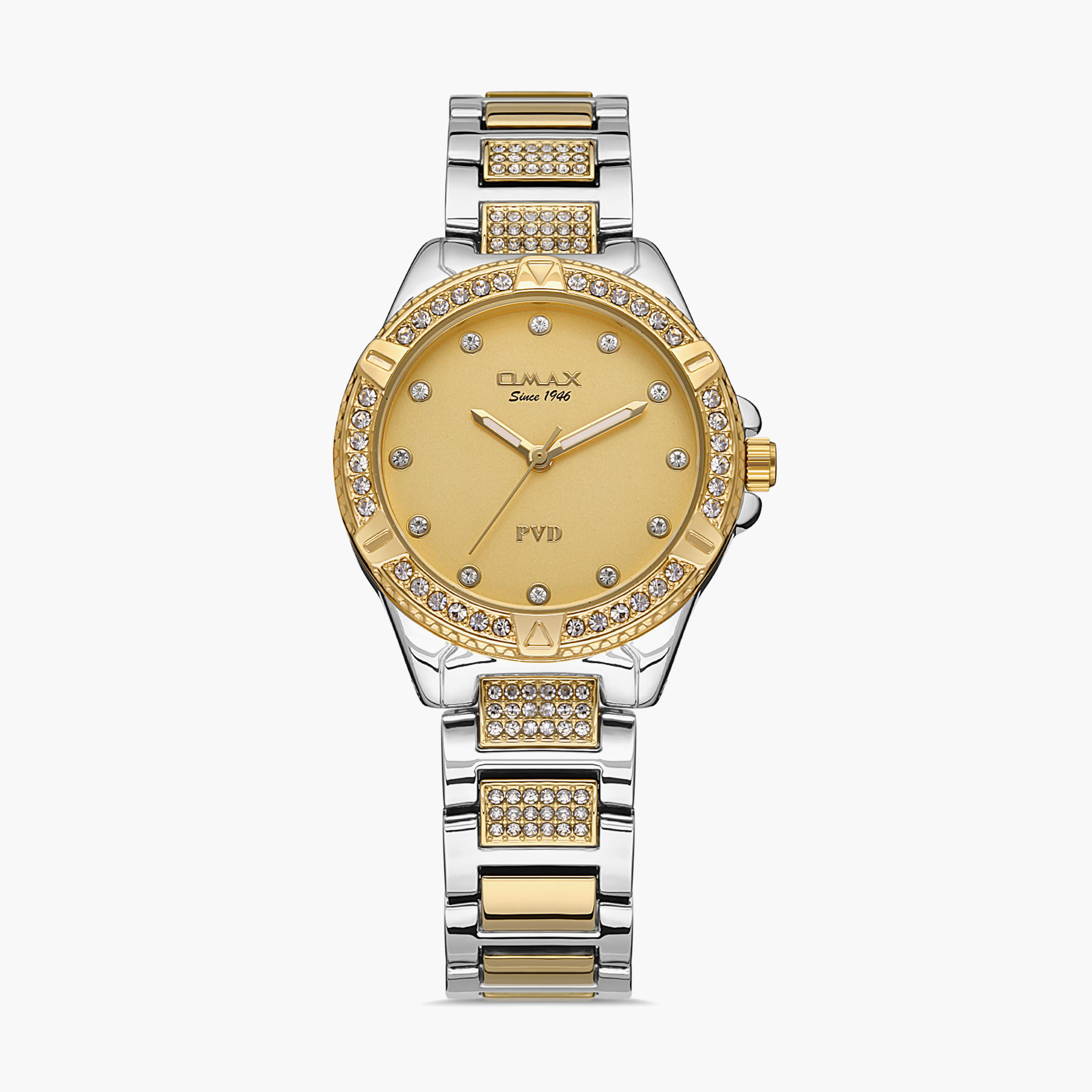 00JSS012N001 - ساعة انالوج من اوماكس للنساء بمينا ذهبي مع سوار فضي وذهبي -women-watchesandjewellery-watches-image-1