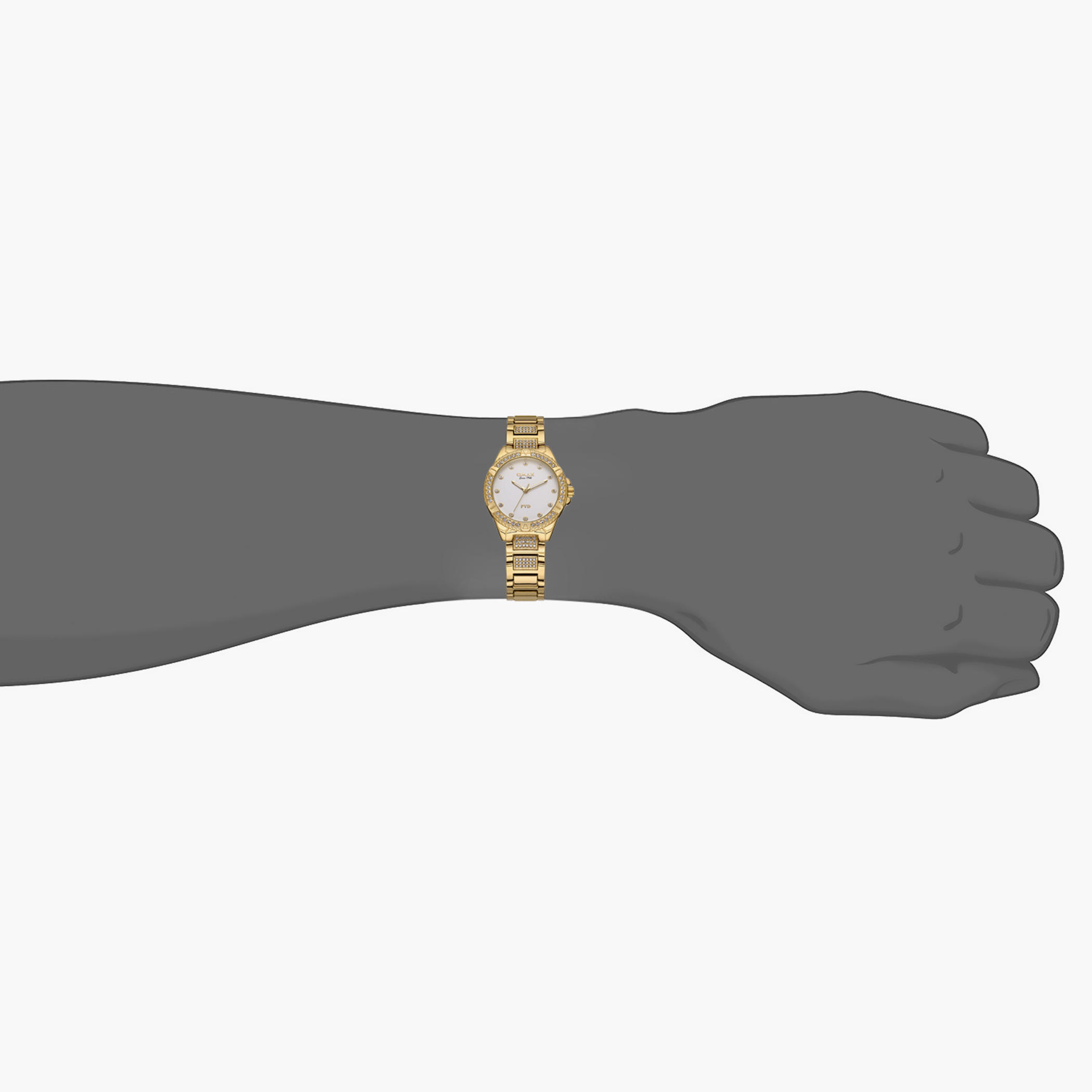 00JSS012Q008 - ساعة انالوج من اوماكس للنساء بمينا أبیض مع سوار ذهبي -women-watchesandjewellery-watches-image-4