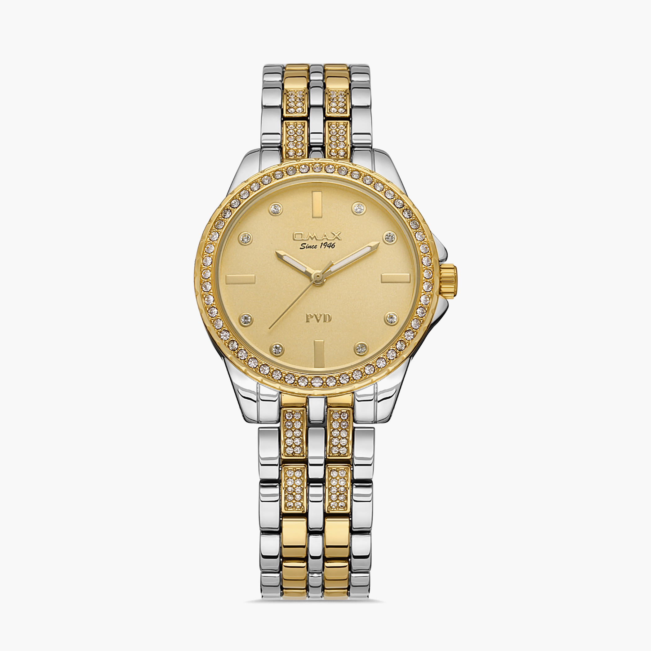  00JSS014N001 - ساعة انالوج من اوماكس للنساء بمينا ذهبي مع سوار فضي وذهبي -women-watchesandjewellery-watches-image-1