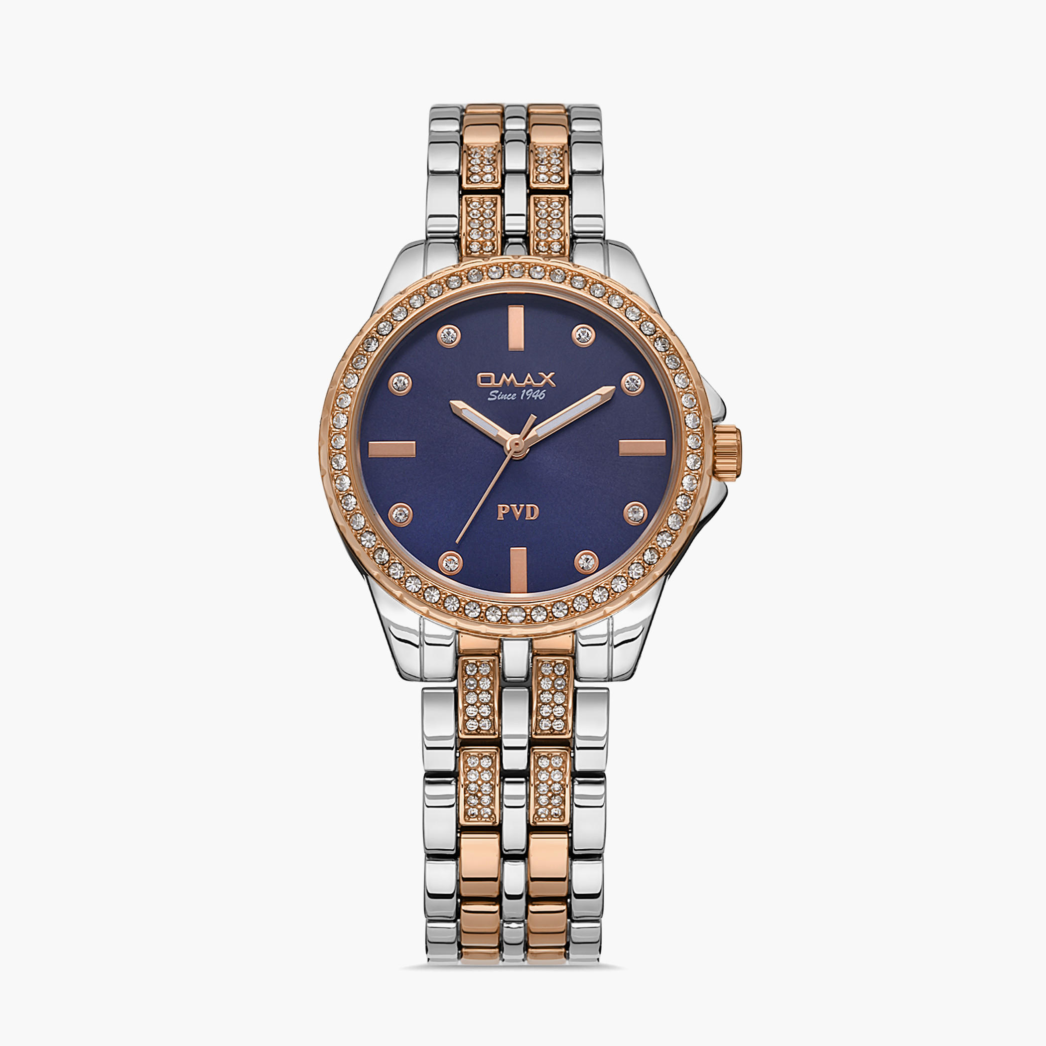 Omax Women Dark Blue Dial Analog Watch with Silver & Rose Gold Strap - 00JSS014N004-women-watchesandjewellery-watches-image-1