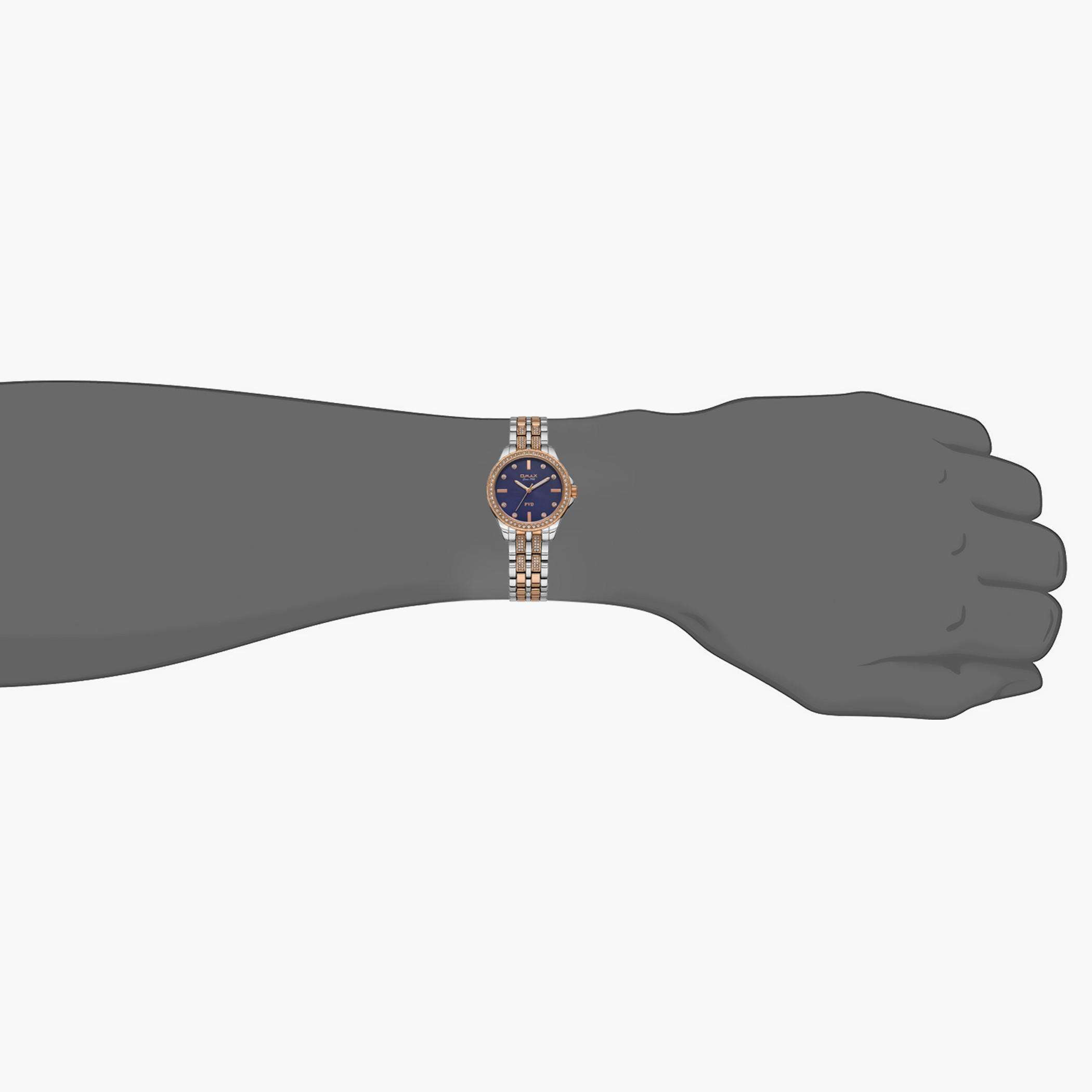 Omax Women Dark Blue Dial Analog Watch with Silver & Rose Gold Strap - 00JSS014N004-women-watchesandjewellery-watches-image-4