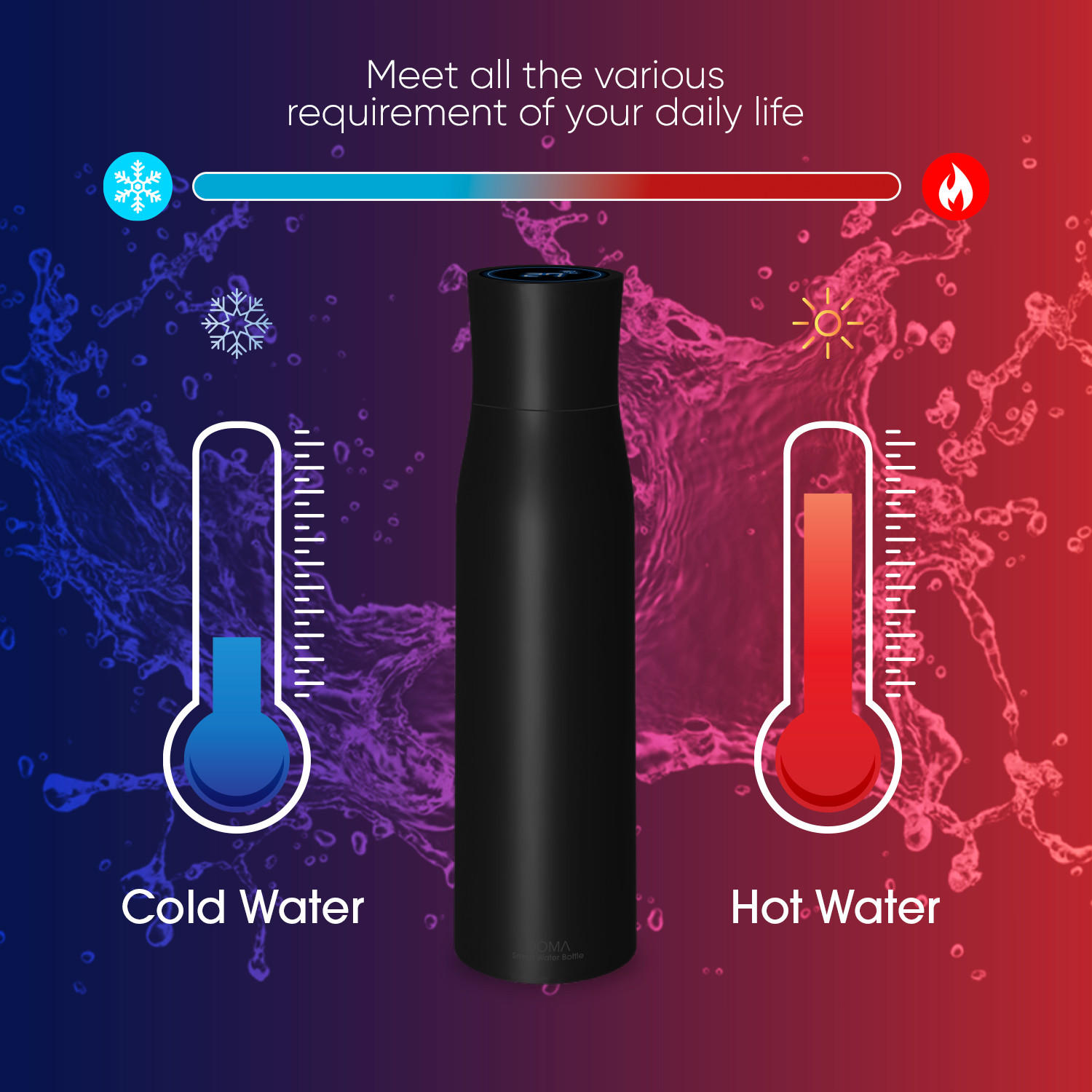 Findz UV LED Sterilization Smart Vacuum Water Bottle with Display - 500 ml-school-waterbottles-image-5