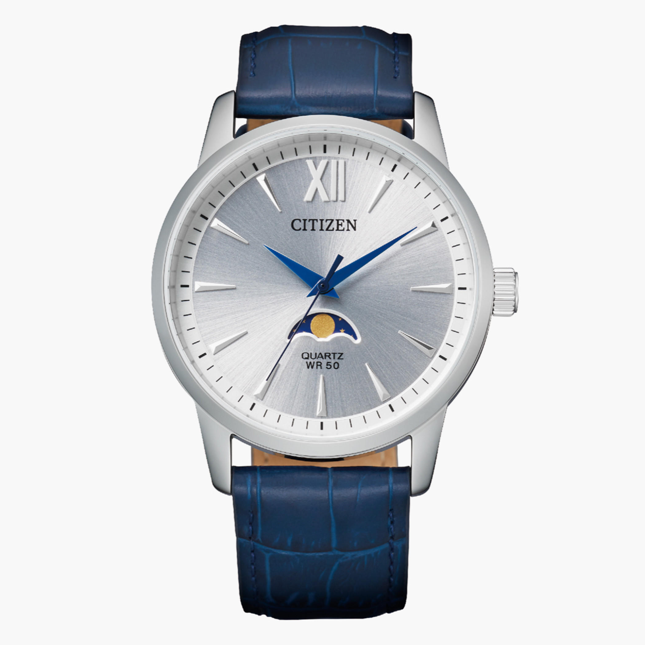 Citizen Quartz Moonphase Men Silver Dial Analog Watch with Blue Strap - AK5000-03A-men-watchesandjewellery-watches-image-1