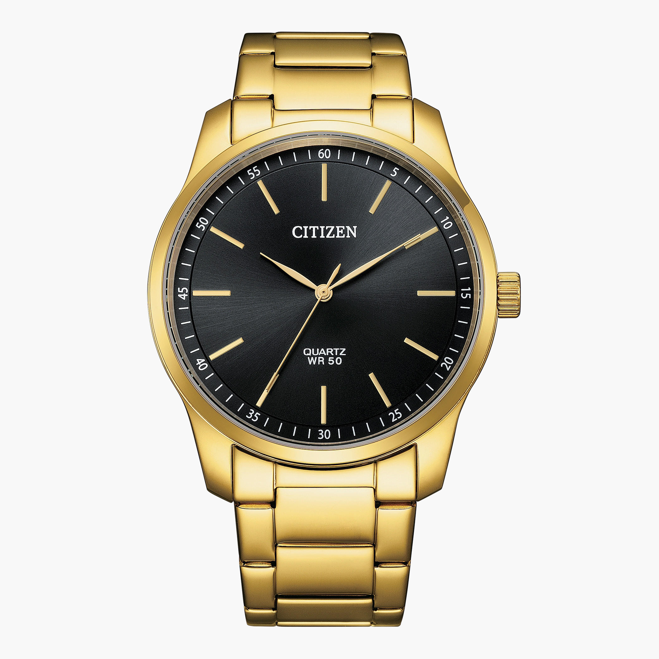 Citizen Quartz Men Black Dial Analog Watch with Gold Strap - BH5002-53E | 42 MM-men-watchesandjewellery-watches-image-1